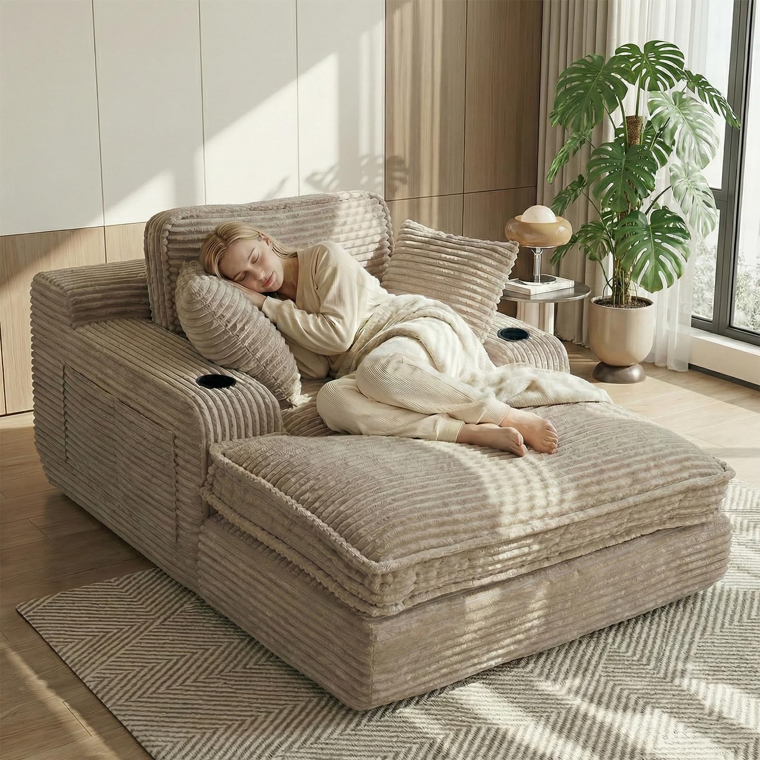 smartue 67" Oversized Chaise Lounge: Cozy Indoor Retreat for Gardeners After Yard Work