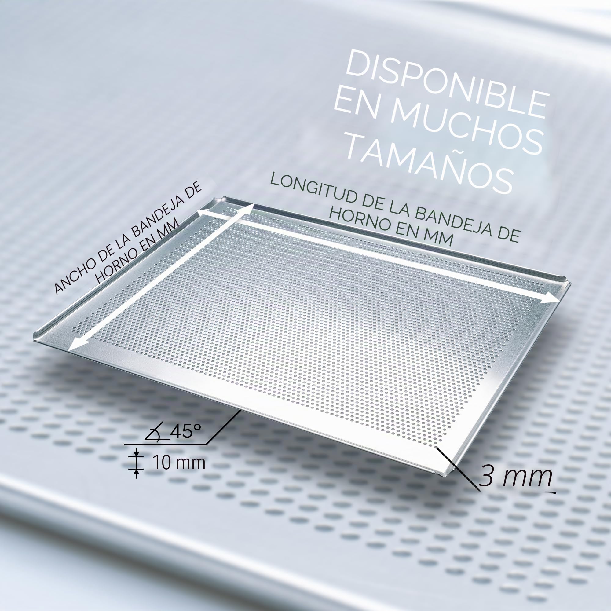LEHRMANN Placa perforada 60 x 40 cm bandeja para baguette bandeja para horno Compatible con/reemplazo para MIWE WIESHEU