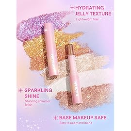 SHEGLAM Crystal Jelly Glaze Stick Eye Shadow Stick Eyeliner Brightener Pencil Crayon with Brush Easy to Blend Long Lasting Shimmer Eyeshadow-Starlit Silver