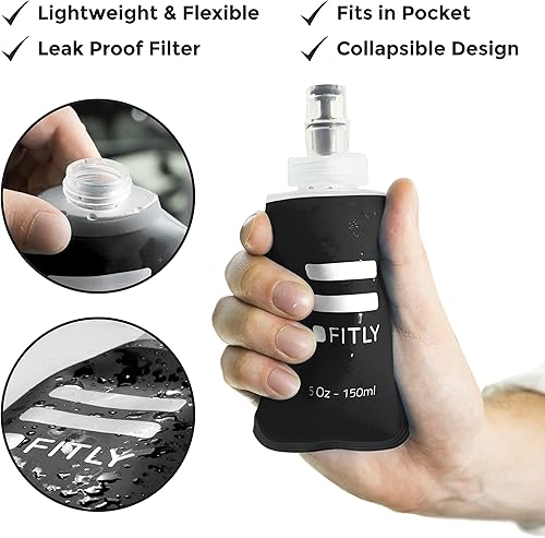 Miniatura 2 de Soft Flask - Botella de agua suave de bolsillo Shrink As You Drink de 13.5 oz (13.5 fl oz) para paquete de hidrataciónchaleco para correr, botella