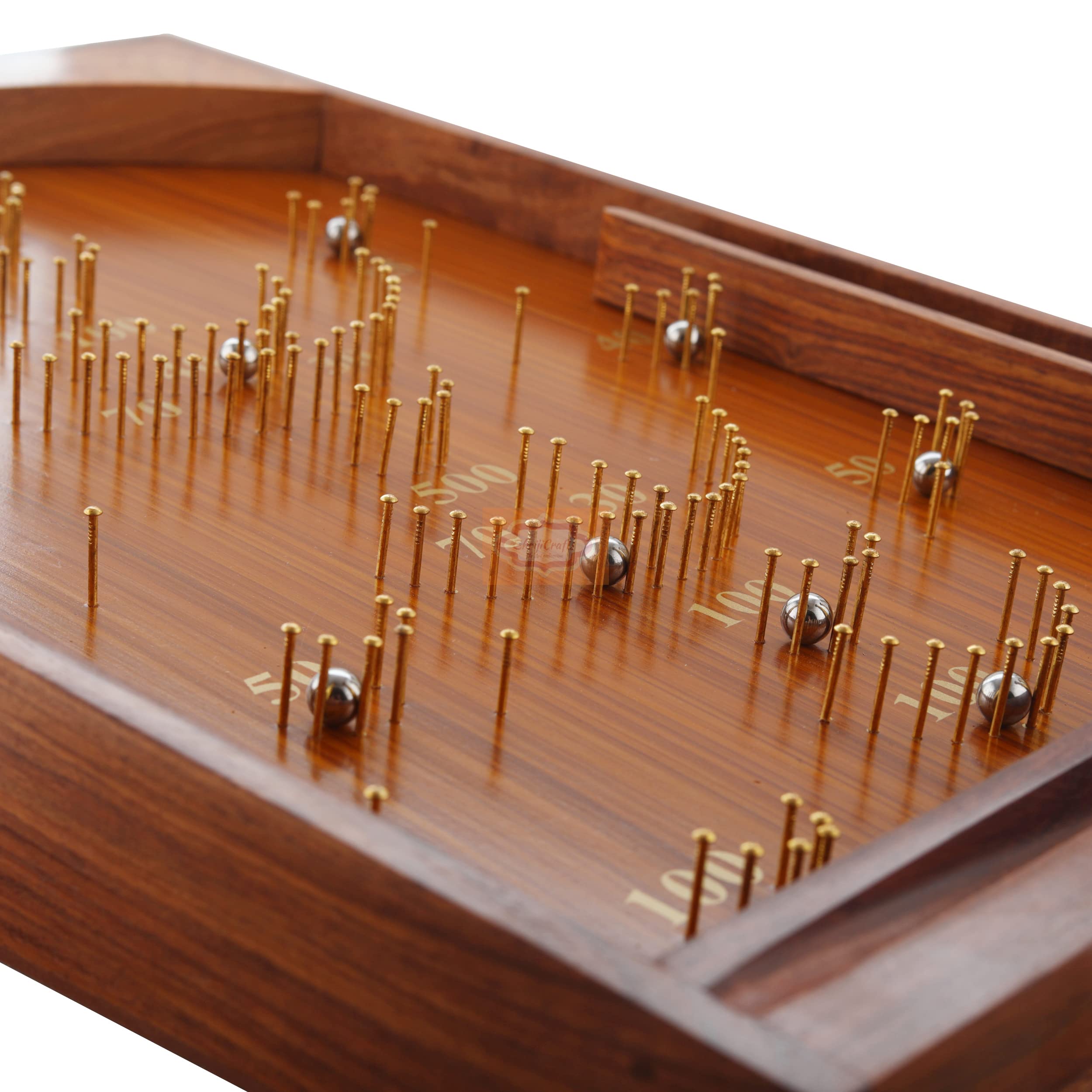 Shriji Crafts Wooden Bagatelle Traditional Crafted Tabletop Pinball Game | Exclusive Kid's Toys Décor and Christmas Gifts | Size (19" X 12" X 3.5") | Made in India 2
