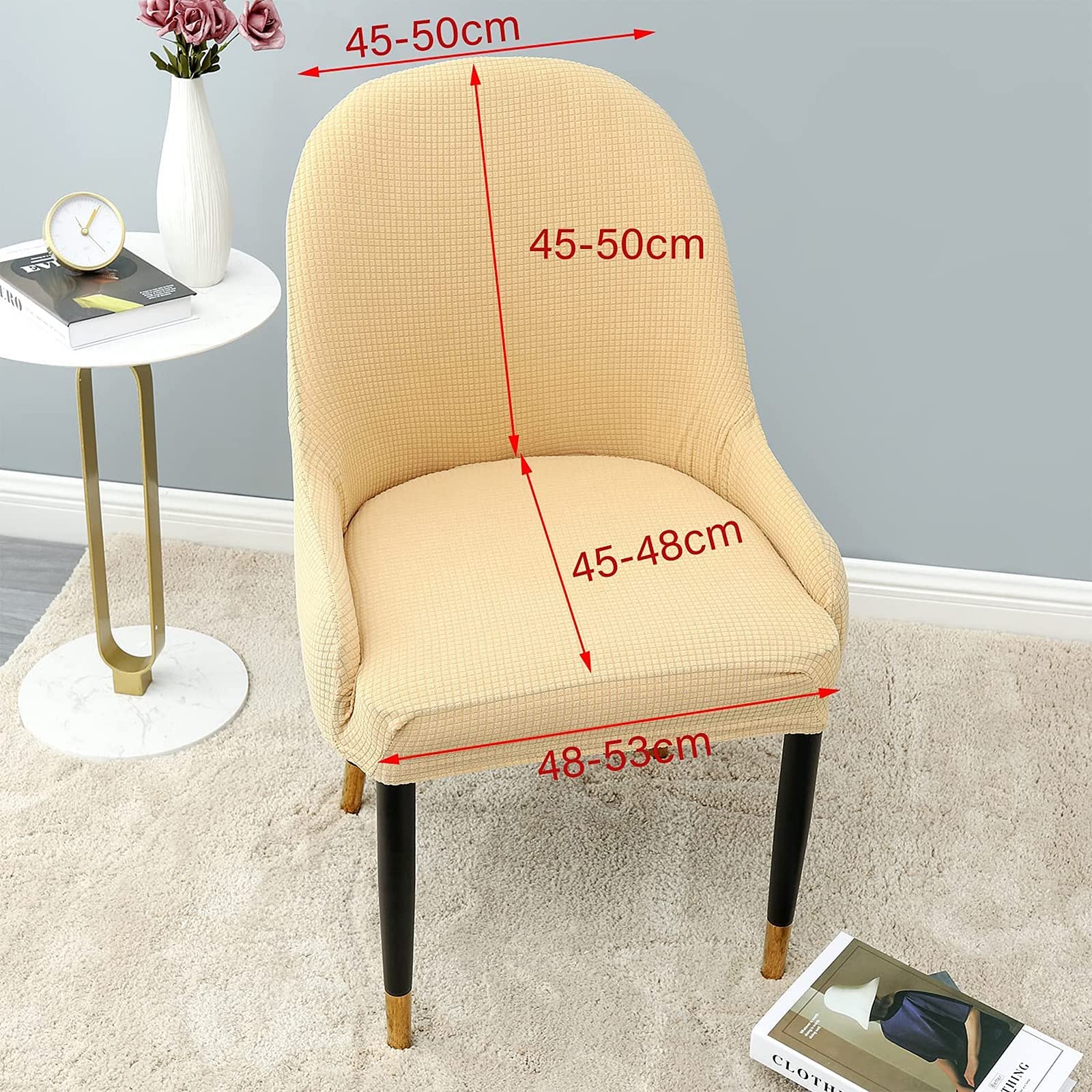 Paquete de 2/4 Fundas para Sillas de Comedor con Reposabrazos Respaldo Curvo Elástico Funda para Silla de Oficina Fundas para Sillones Protector de Asiento para Silla de Comedor