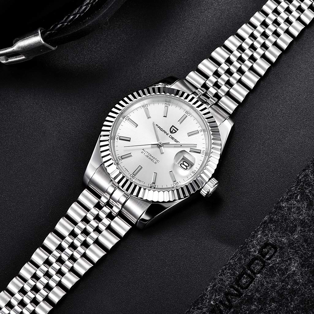 Pagani Design Luxus Herren Mechanische Automatikuhr Japan NH35 Uhrwerk Edelstahl AR Synthetischer Saphir 100m Wasserdicht Elegant Kleid Sport Uhr Datum