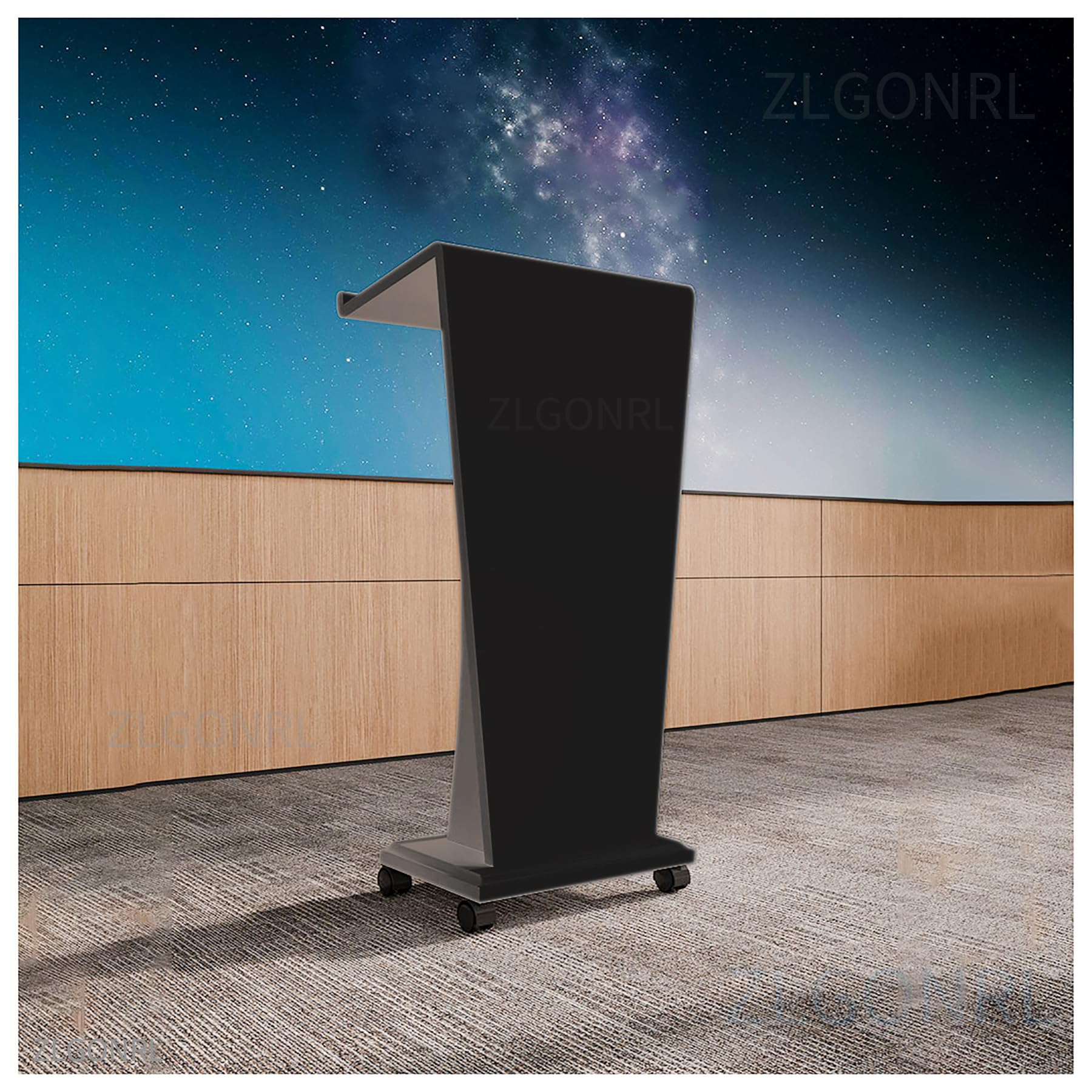 ZLGONRL Wooden Pulpit Podium Stand with Storage Mobile Podium with Wheels Conference Presentation Stand Lecterns Podiums