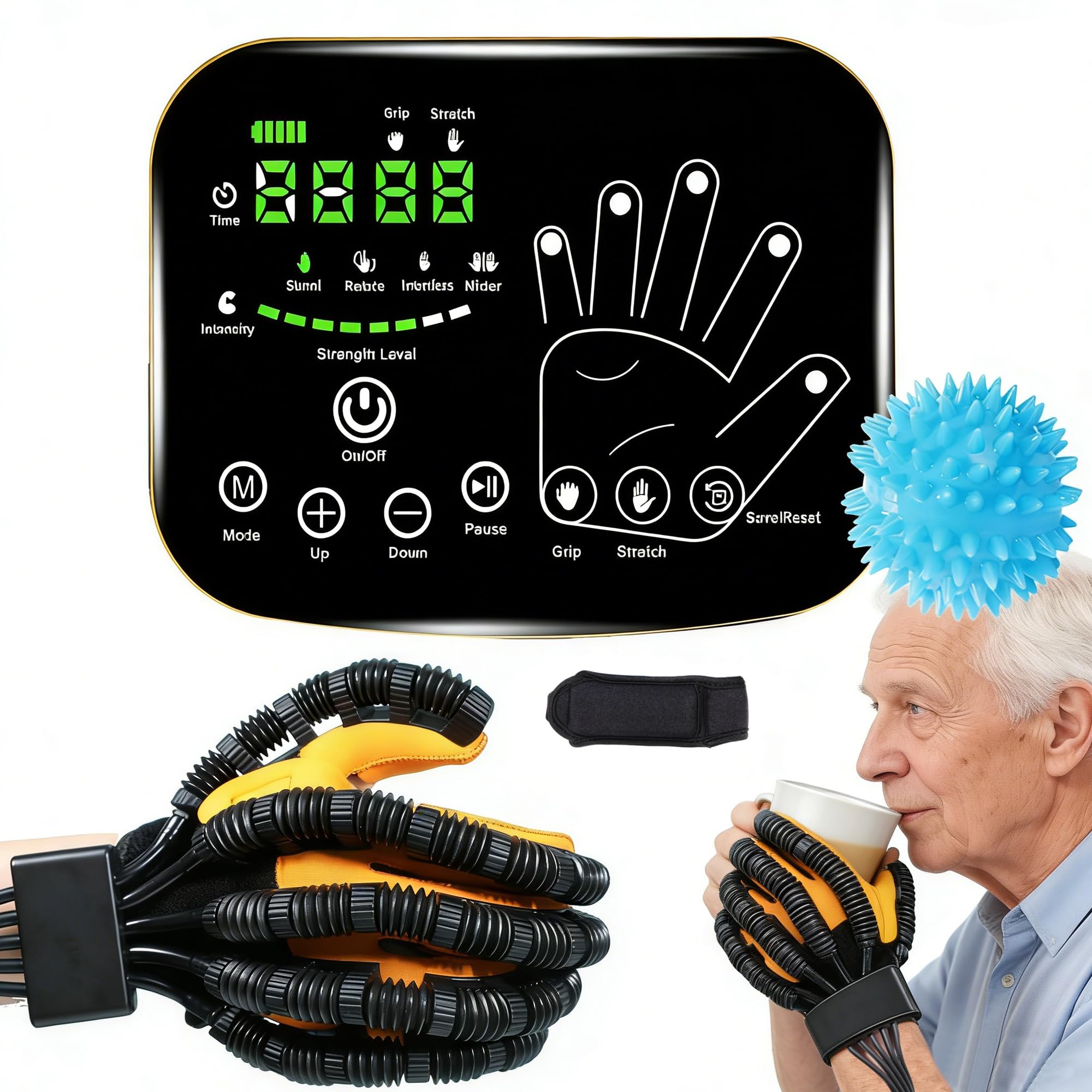 Photo 1 of 7th Generation Rehabilitation Robot Gloves,Renew Robotic Glove for Stroke Rehab, Hand Therapy Glove, Stroke Recovery Equipment for Hemiplegia Physical Weakness,4 Training Modes (Right hand-L)