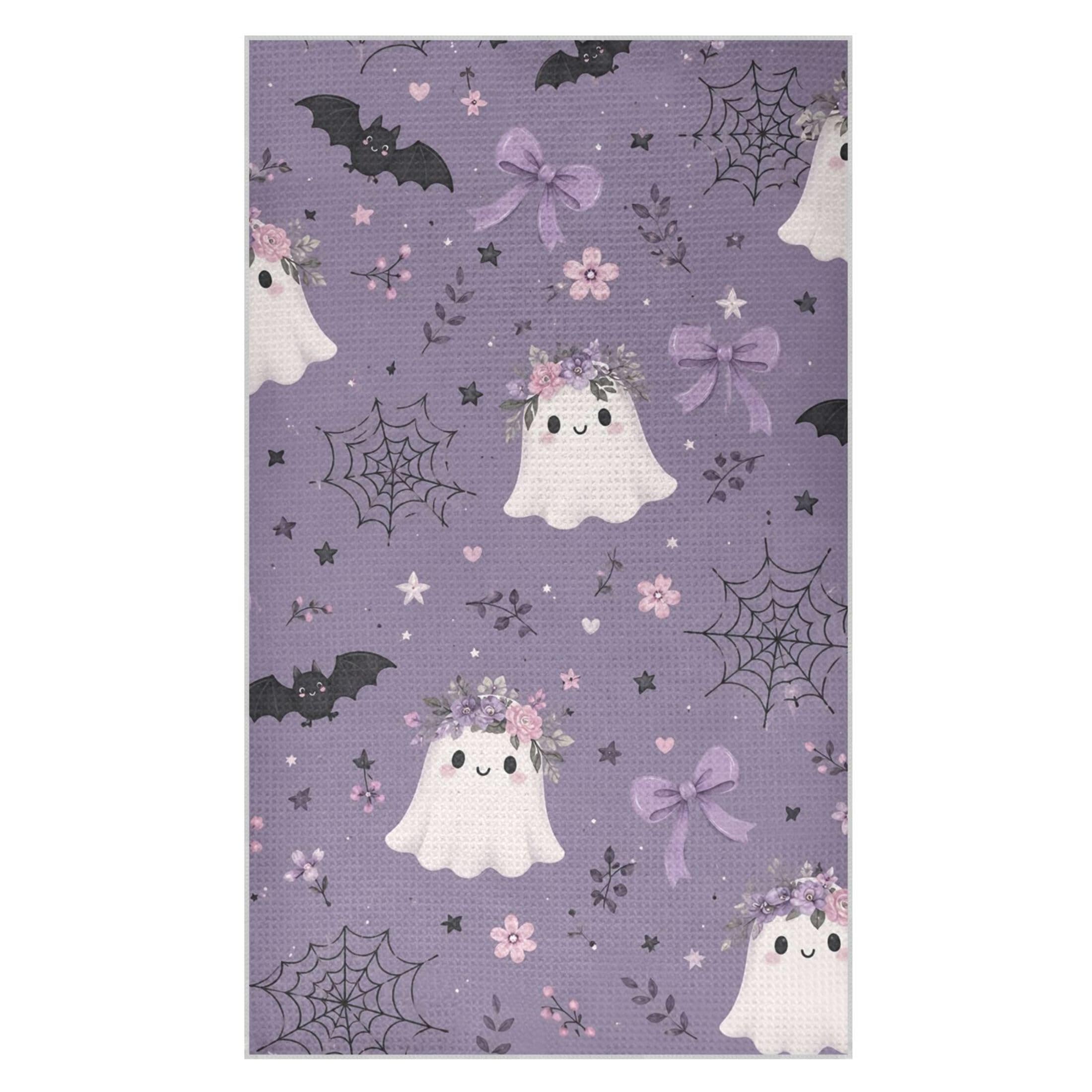 Kutsu Ghosts Waffle Weave Kitchen Towels Absorbent Quick Drying Dish Towels for Kitchen, Decorative Tea Towel, 18x30 in