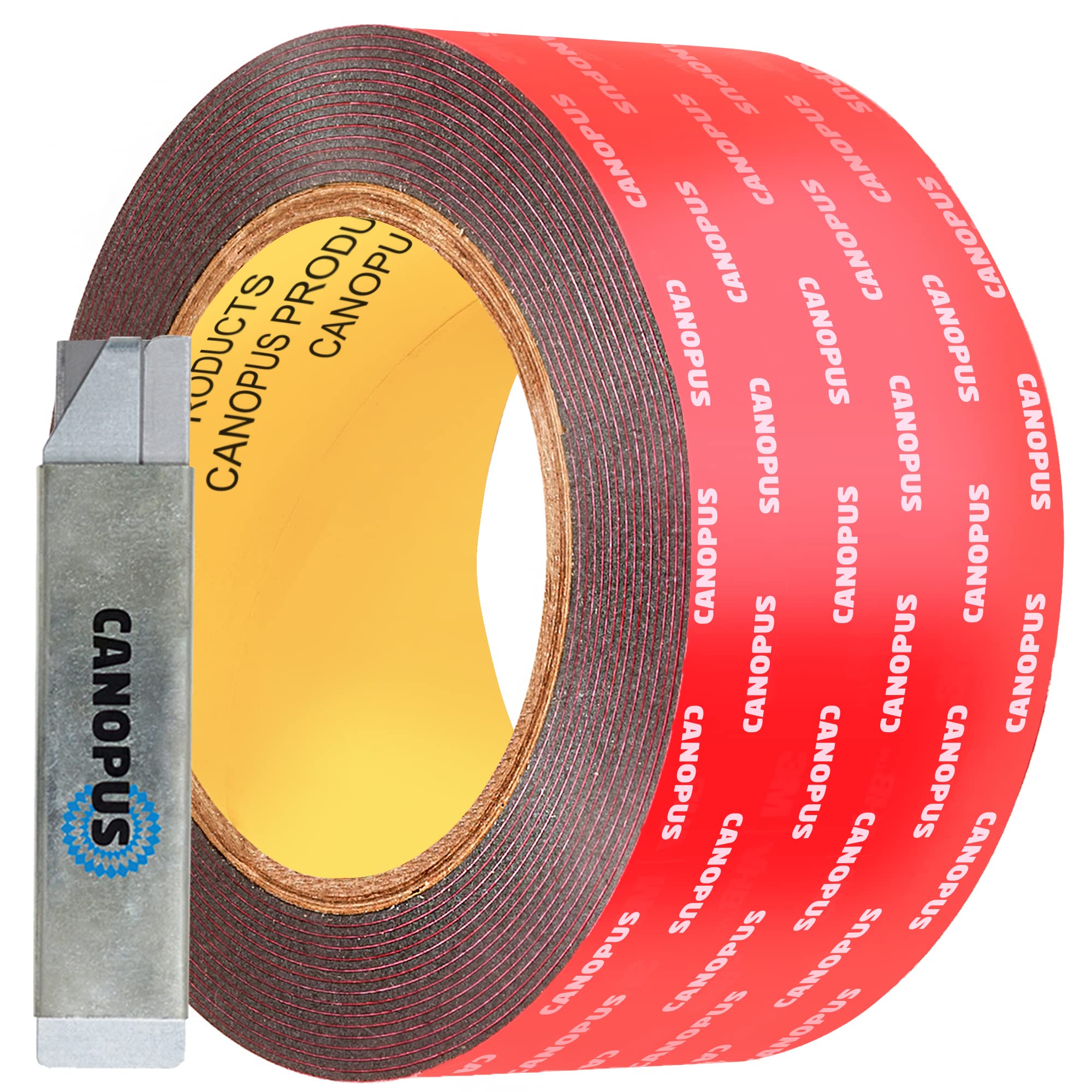 Adhesive Double Sided Tape, Heavy Duty Mounting Tape, Converted from 3M VHB 5952 roll, with Box Cutter (1PC) and Razor Replacement (2PCs) 2 in x 15 ft -3M-5952
