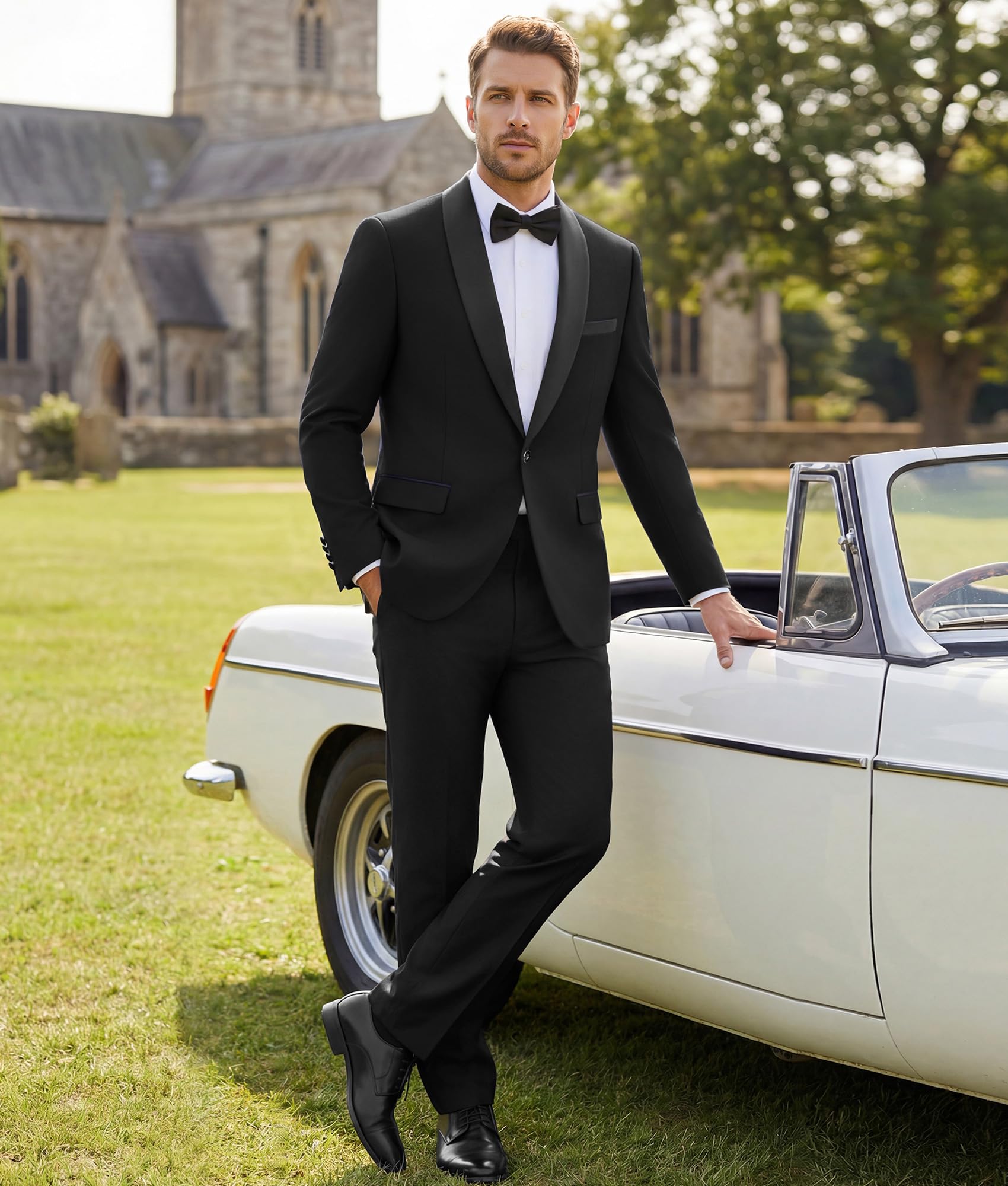 Sakko Herren Slim Fit, Eleganter Blazer mit Schalkragen, Einknopf-Anzugjacke für Hochzeit Business Party, Moderner Herrenblazer Einzeln