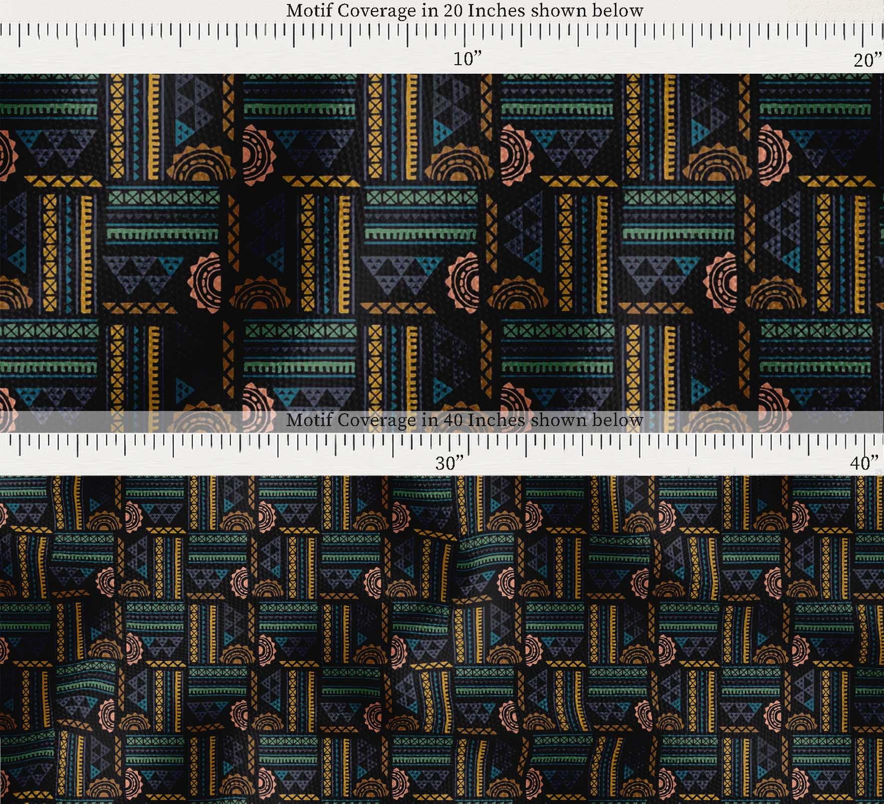 Soimoi Toile de coton au mètre | Imprimé patchwork noir | 142 cm de large | Matériau résistant et de poids moyen pour l'ameublement, les sacs, les rideaux et les loisirs créatifs
