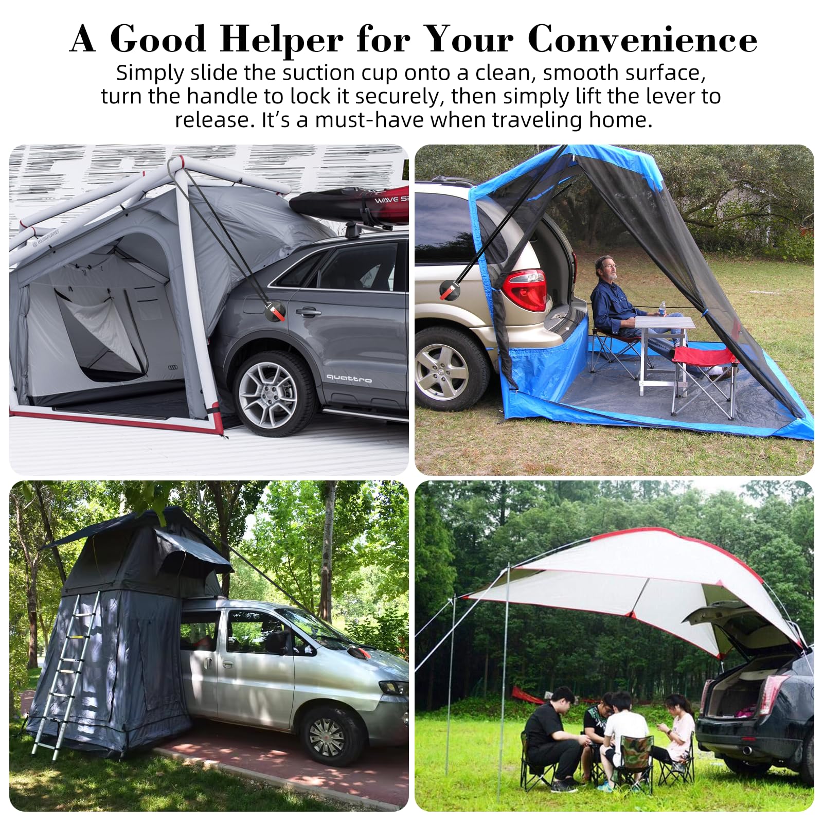 Ganci A Ventosa Forti Da 10 Kg - Set Di 4 Con Panno E Sacchetto, Per Camper, Auto E Casa