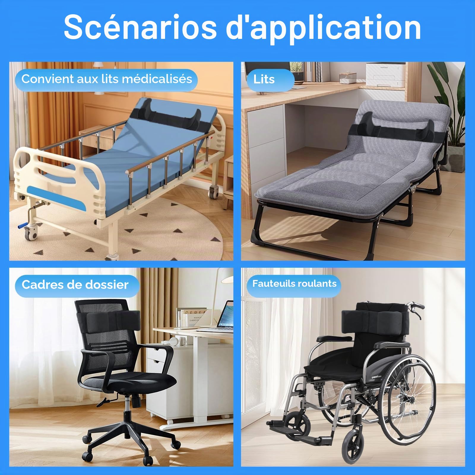 Support Latéral pour Fauteuil Roulant | Coussin de Soutien Latéral pour Fauteuil Roulant | Coussin de Soutien Universel pour Fauteuil Roulant (Noir)