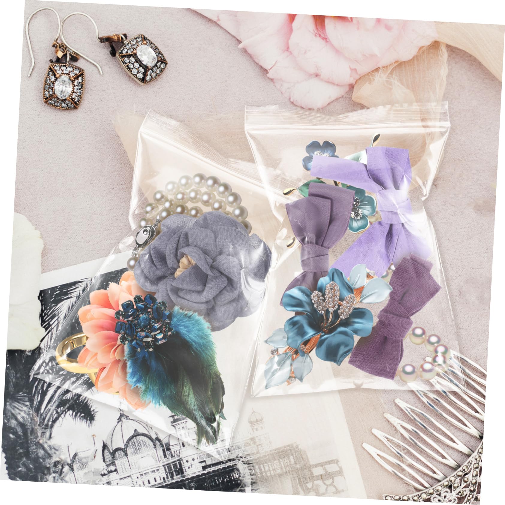 BUTIFULSIC 400 Pcs Bag Clear Jewelry Bags Cellophane Treat Bags Clear Shipping Bags Grip Seal Bags Small Cello Cookie Bags Press Sealing Bags Clear Treat Bags Self Seal Bags White or