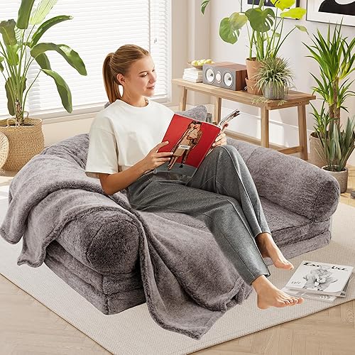 Miniatura 2 de Cama plegable 2 en 1 para humanos y perros, 72 x 48 x 11 pulgadas, cama ortopédica extragrande de espuma viscoelástica para adultos y mascotas, piel