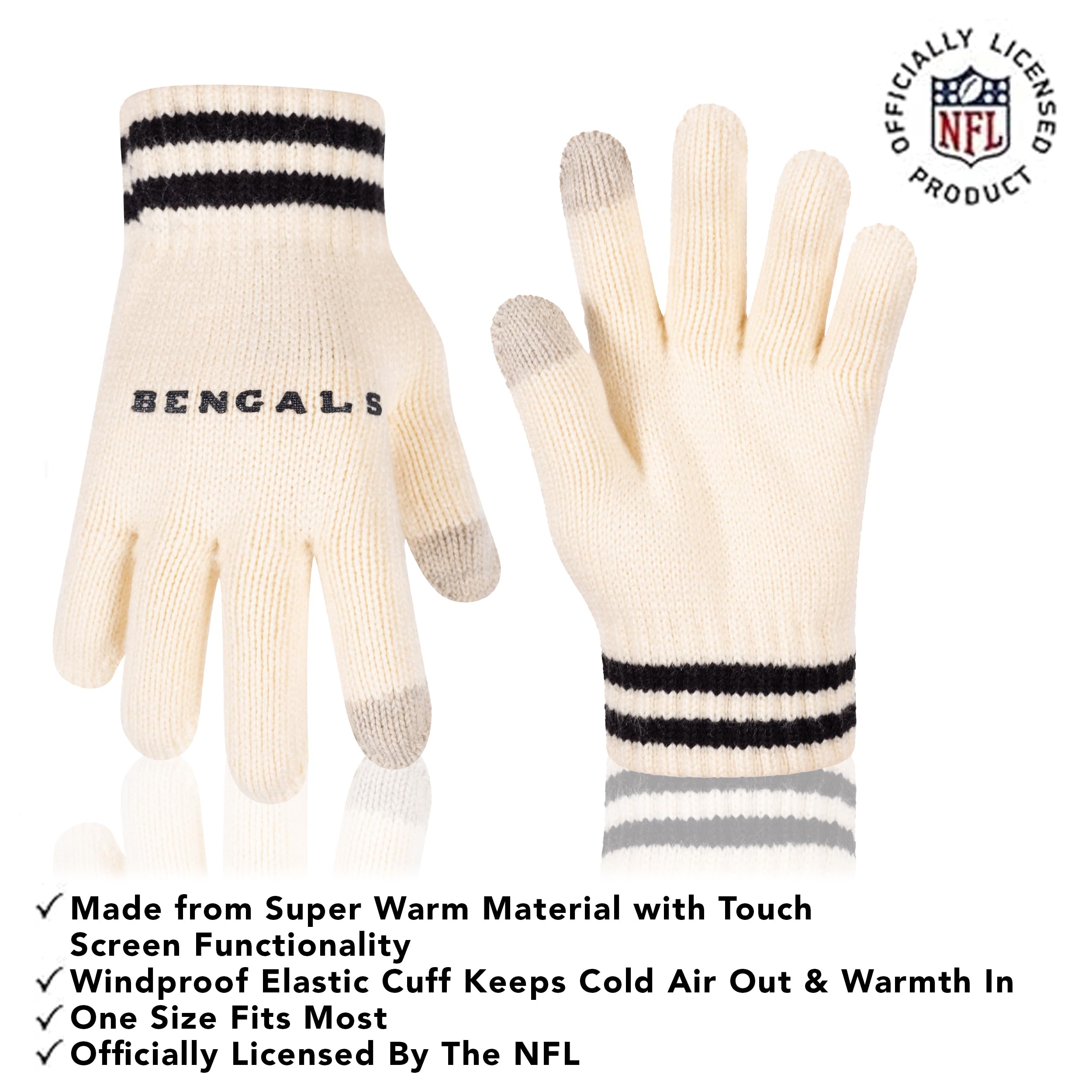 Ultra Game NFL - Berretto invernale lavorato a maglia, da uomo e da donna, super morbido, con guanti touch screen extra caldi