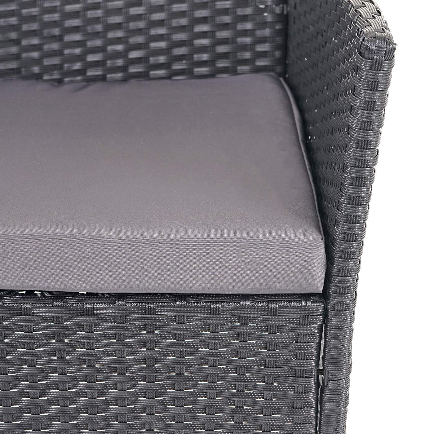 Mendler Set salotto giardino esterno salottino elegante HWC-D82 polyrattan nero con cuscini antracite