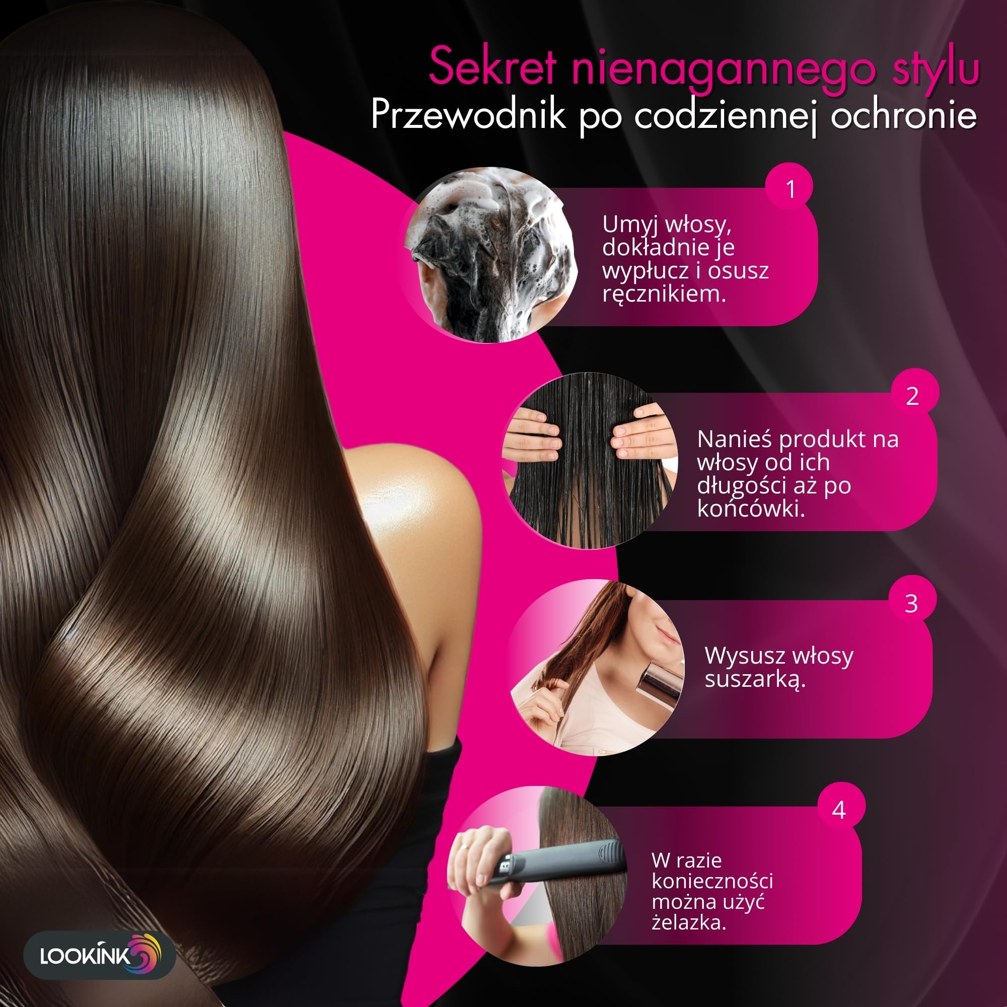 Ochrona włosów w pozostawianiu 100 ml - profesjonalna ochrona przed przegrzaniem włosów - ochrona przed ciepłem w temperaturze 230°C i UV, przeciw puszeniu, przeciw zapachom i wilgocią, nawilża,