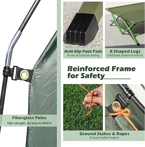 Miniatura 8 de Tangkula - Tienda de campaña 5 en 1, con toldo, colchón de aire, saco de dormir, almohada de aire, con bolsa de transporte, para senderismo, al aire