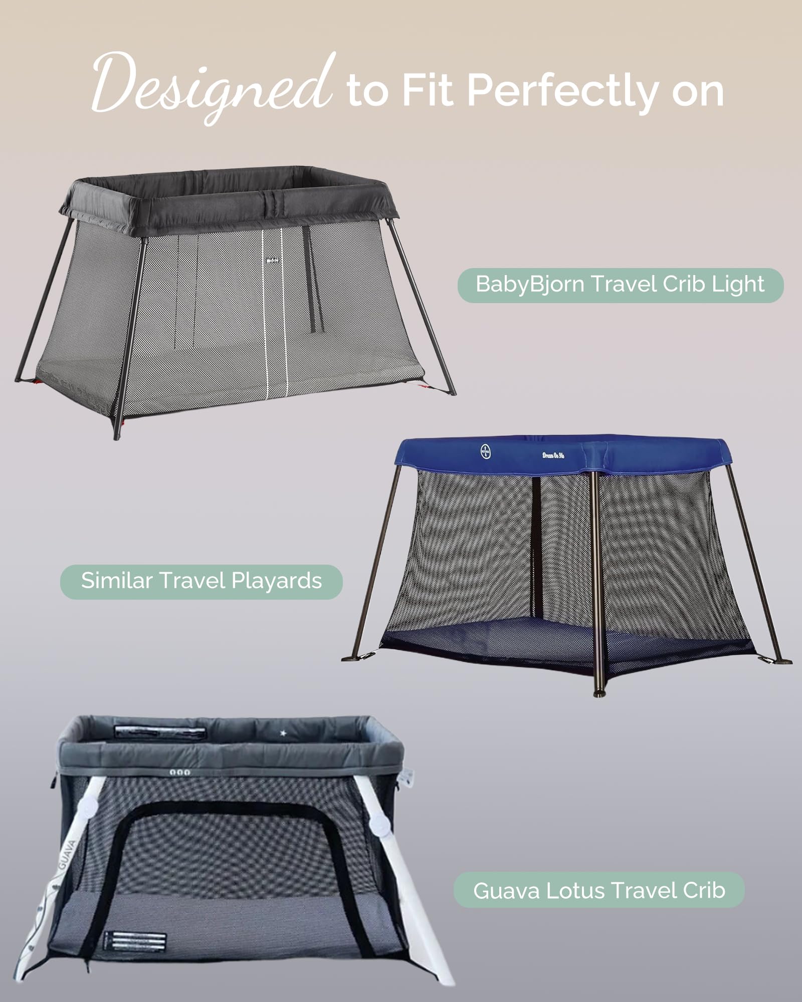 Pack and Play Sábanas para Baby Bjorn, cuna de viaje Guava Lotus y colchón ligero de viaje de 24 x 42 pulgadas, sábanas de algodón de jersey suave como la mantequilla, paquete de sábanas