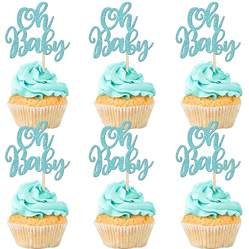 Miniatura 13 de 24 piezas Oh Baby Cupcake Toppers Glitter Baby Shower Cupcake Picks Oh Baby Cupcake Topper para baby shower, niños y niñas, fiesta de cumpleaños