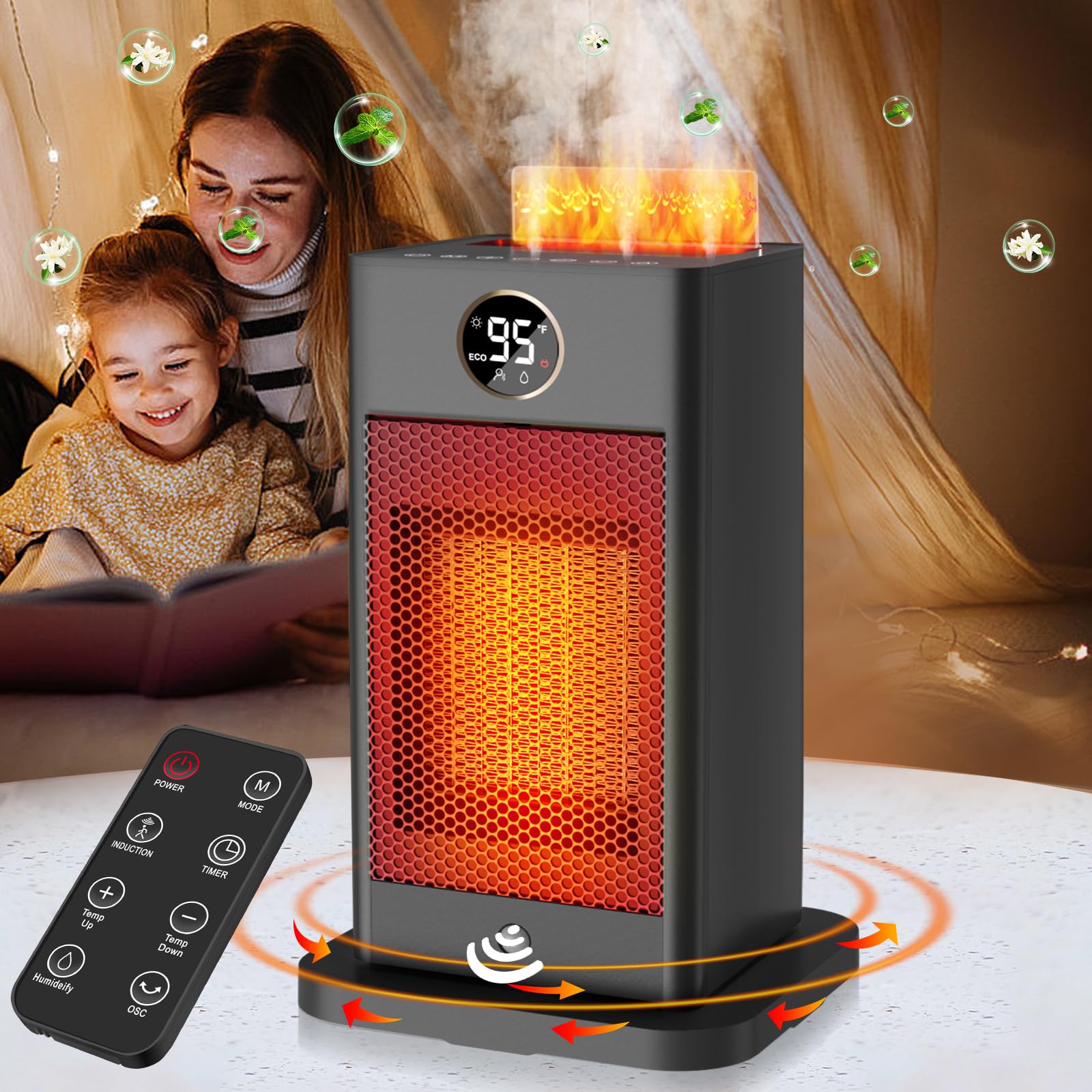 Desk Heater And Fan Combo For Office Space Heater Indoor, 1500W