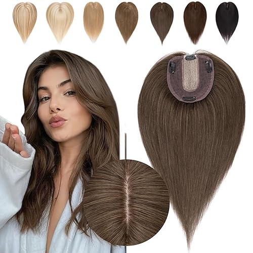Toppers de cabello humano para mujeres con cabello delgado, densidad del 120 %, base de seda grande con clip, piezas de pelo corto sin explosión, disponible en Yaxa Costa Rica