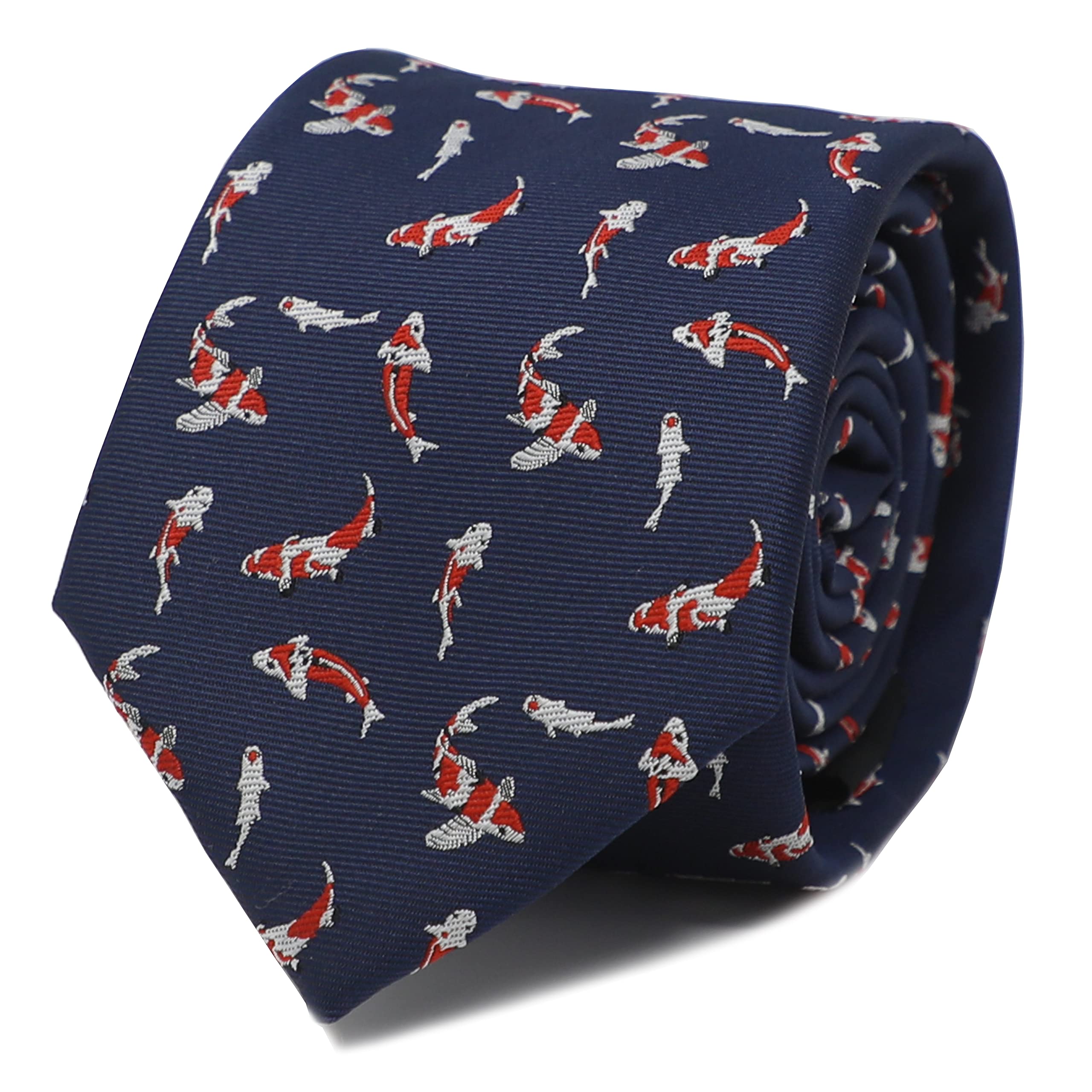 MENDEPOT Animal Pattern Necktie With Gift Box Sea Animal Pattern Tie Father's Day Birthday Gift Tie, Koi, Medium