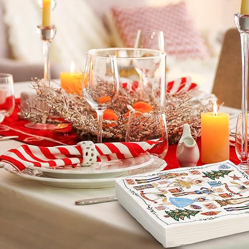 Miniatura 6 de Paquete de 80 servilletas de papel cascanueces desechables de acuarela cascanueces servilletas de Navidad decorativas para postres y cenas,