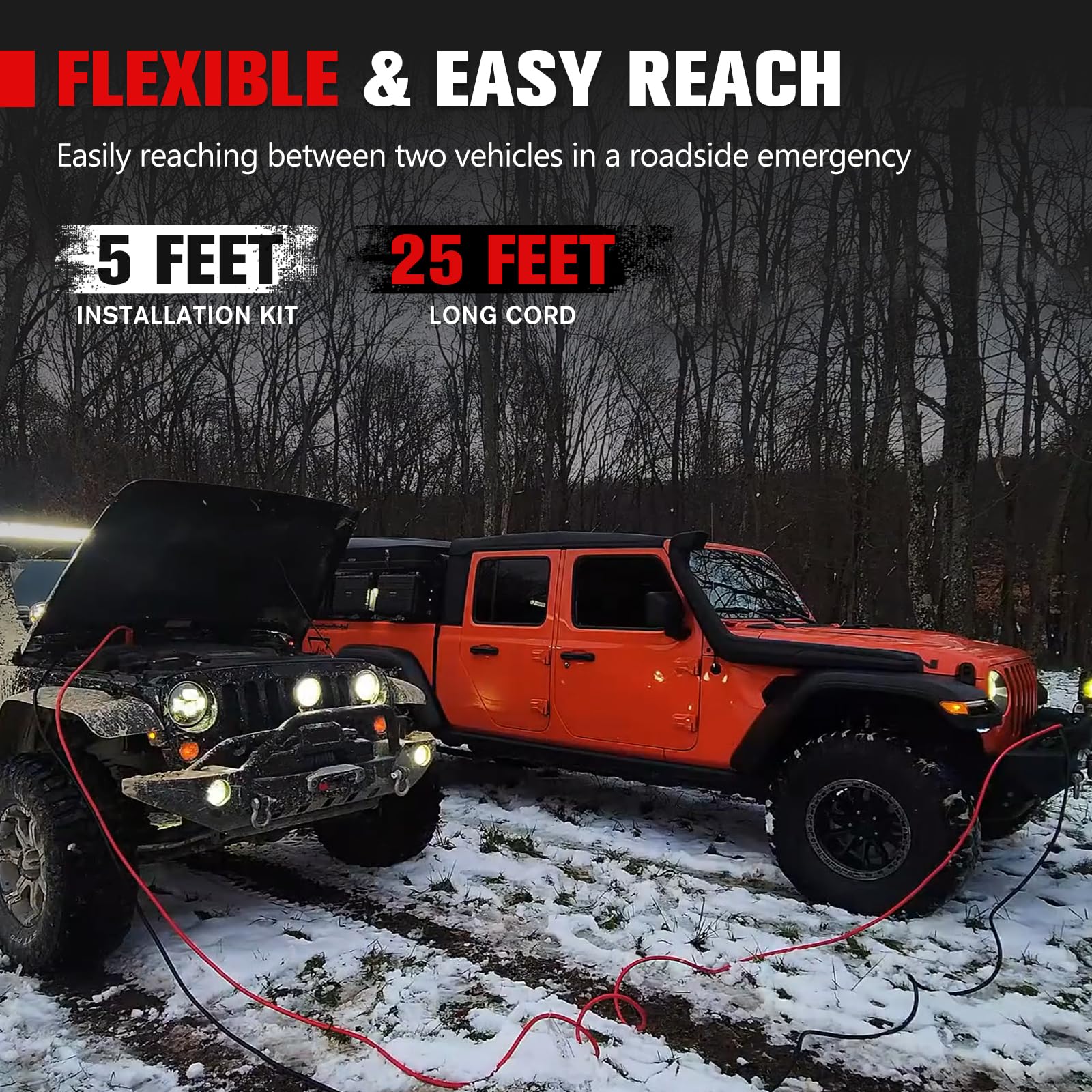 Cavi di avviamento resistenti per batteria auto, 1 calibro 1500 A, 30 m, con connettori di collegamento rapido, borsa da viaggio per camion, SUV, auto, 1 anno di garanzia