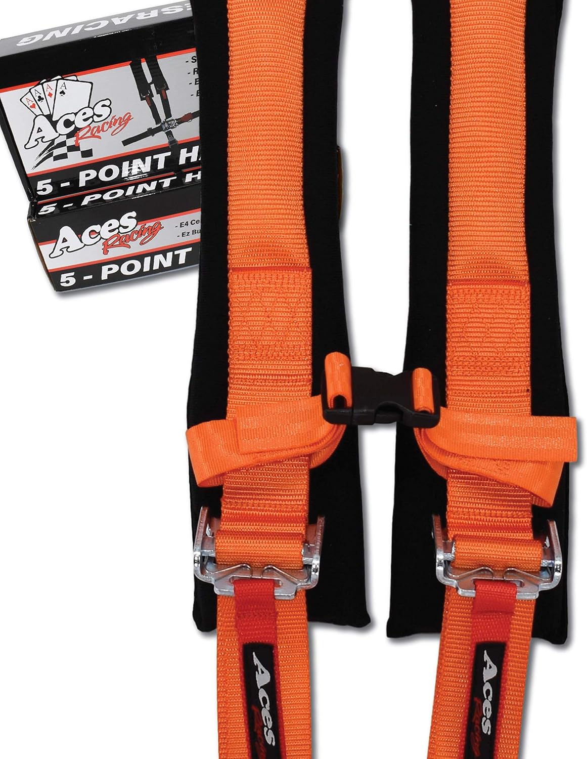 AAAA Aces Racing 5 Point Harness With 2 Inch Padding (Orange)