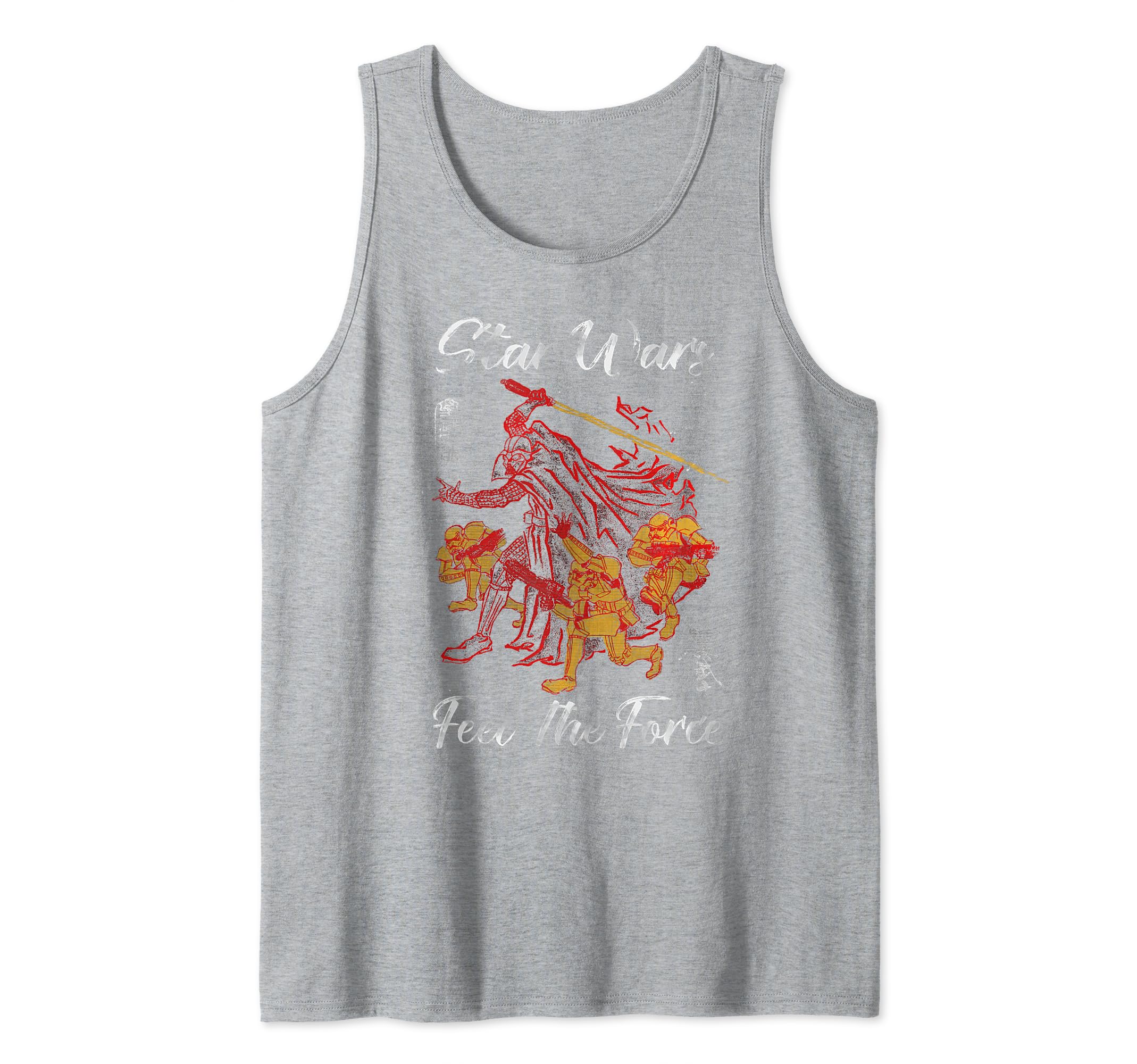 Star Wars Vader Trooper Feel The Force Woodblock Tank Top, Grey