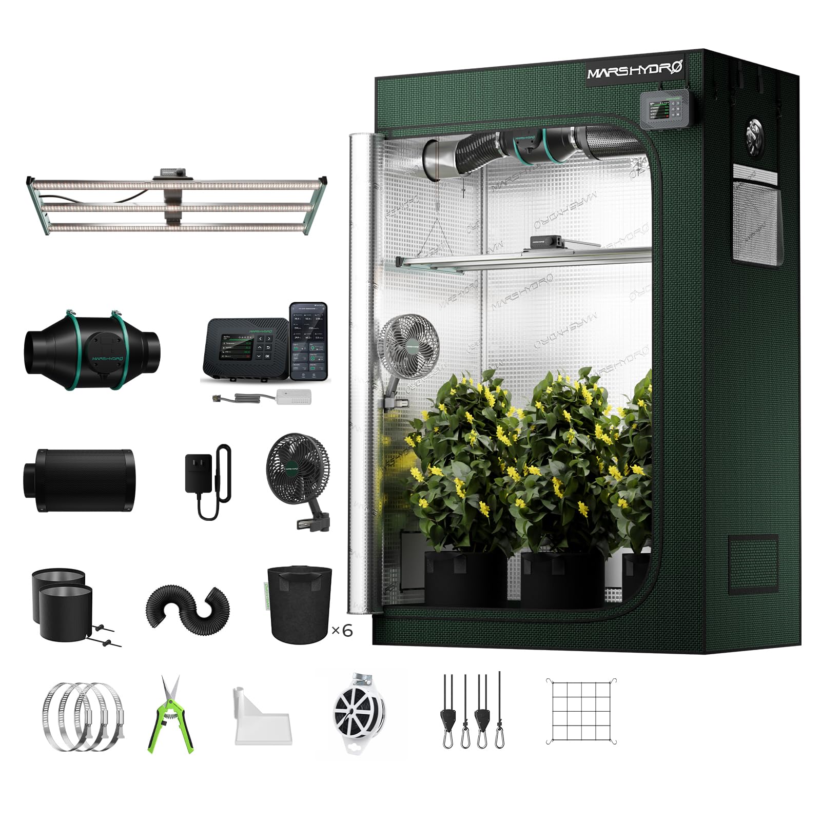 MARS HYDRO Smart - Set completo Pro per coltivazione in interni, 120 x 60 x