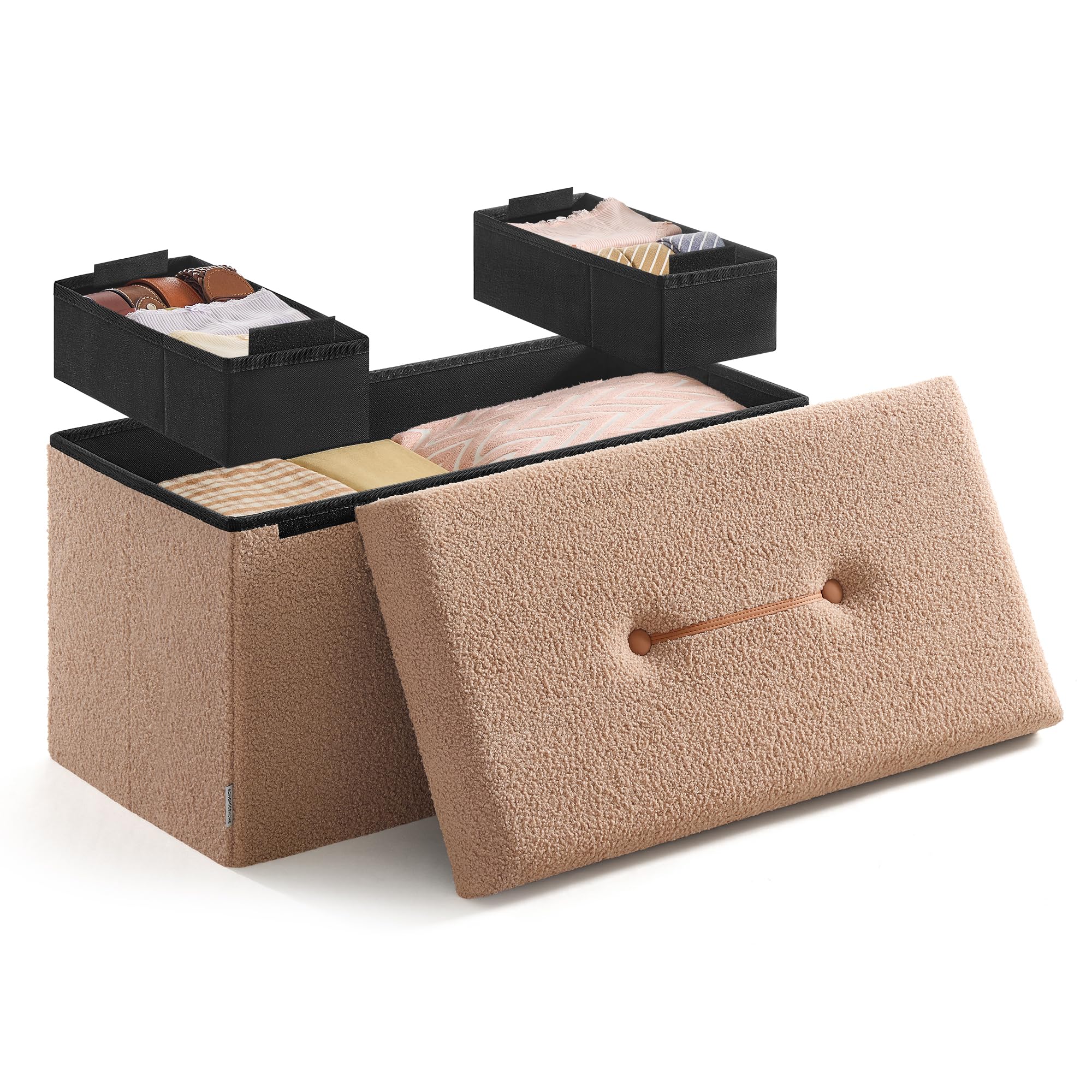 SONGMICS Storage Ottoman Bench, Storage Chest, 15 x 30 x 15 Inches, Foot Rest Stool, End of Bed Bench, Load up to 660 lb, for Living Room, Bedroom,