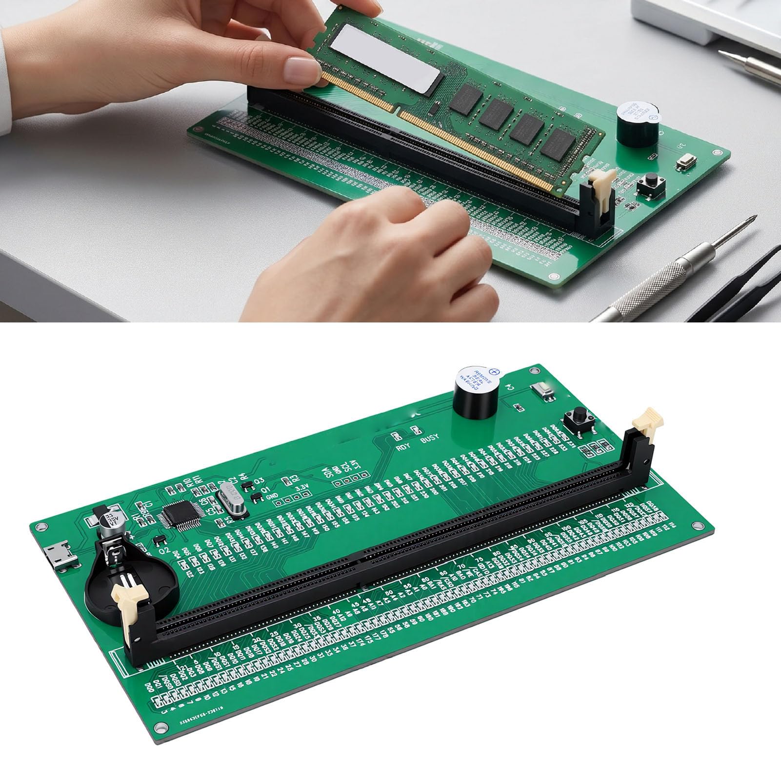 Fabater Tester Memoria DDR3, Programmatore SPD con Doppia Alimentazione | Indicatori LED per riparare PC desktop e server, analisi diagnostica rapida