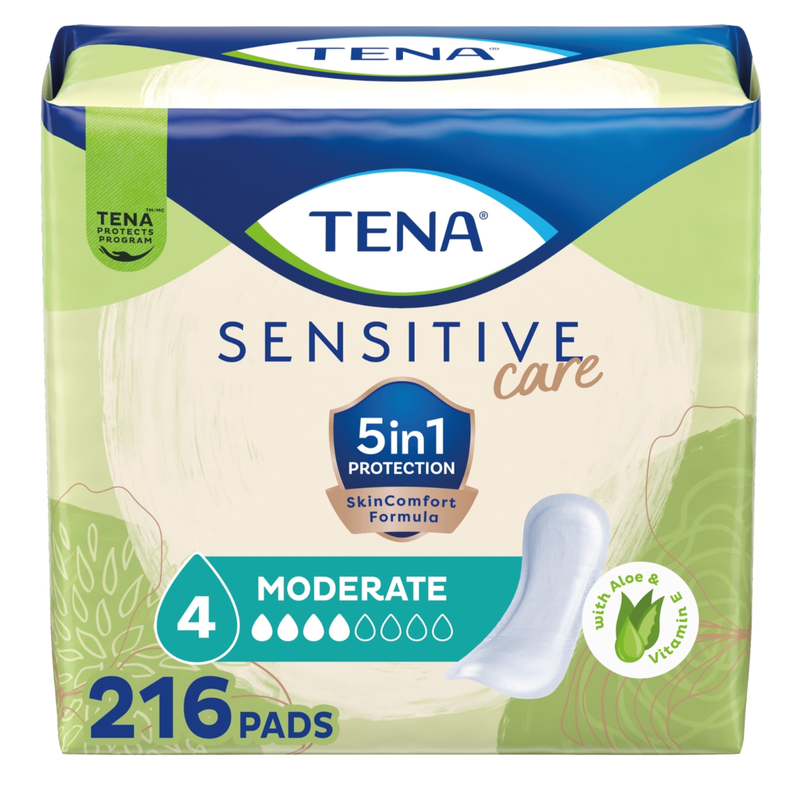 Tena Incontinence Pads, Bladder Control & Postpartum for Women, Moderate Absorbency, Long, Intimates - 216 Count