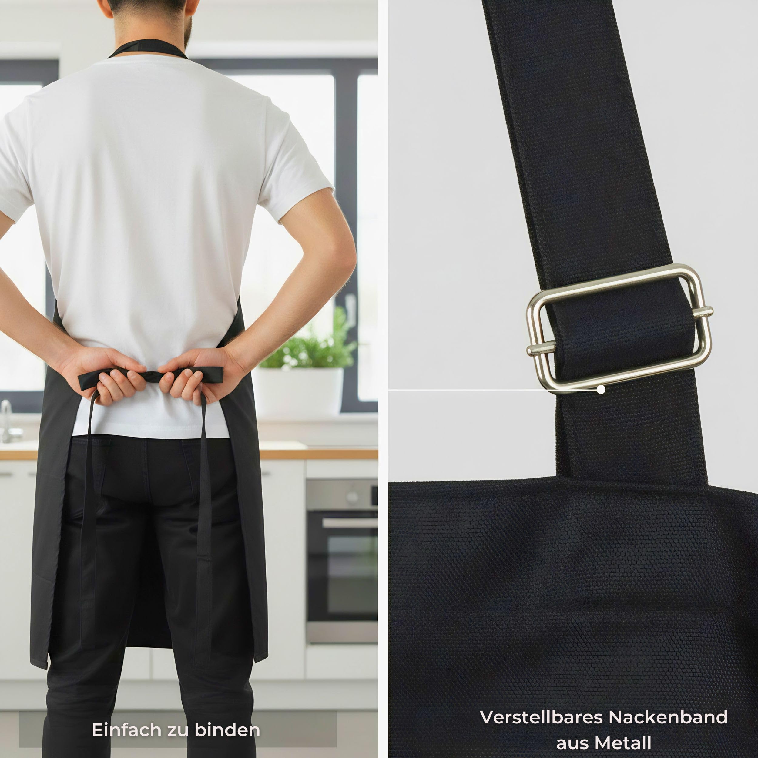 Kochschürze 4er SET Küchenschürze Baumwolle Schürze mit Tasche