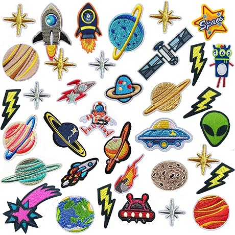 35 PCS Space Patches for Kids - Embroidered Planets and Stars Appliques