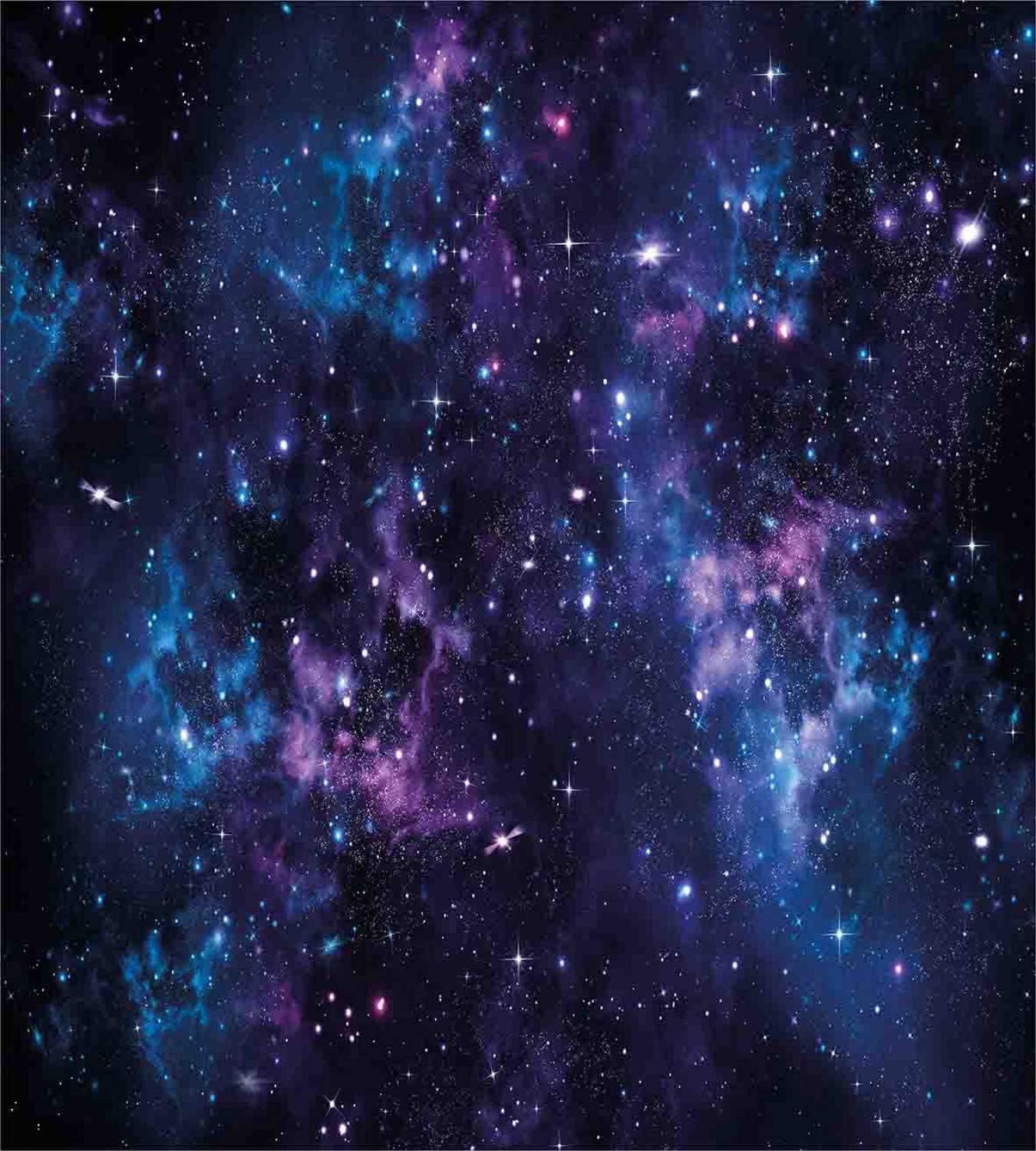 Ambesonne Space Duvet Cover Set, Mystical Sky with Star Clusters Cosmos Nebula Celestial Scenery Artwork, Decorative 2 Piece Bedding Set with 1 Pillow Sham, Twin Size, Purple Blue Twin Purple Blue