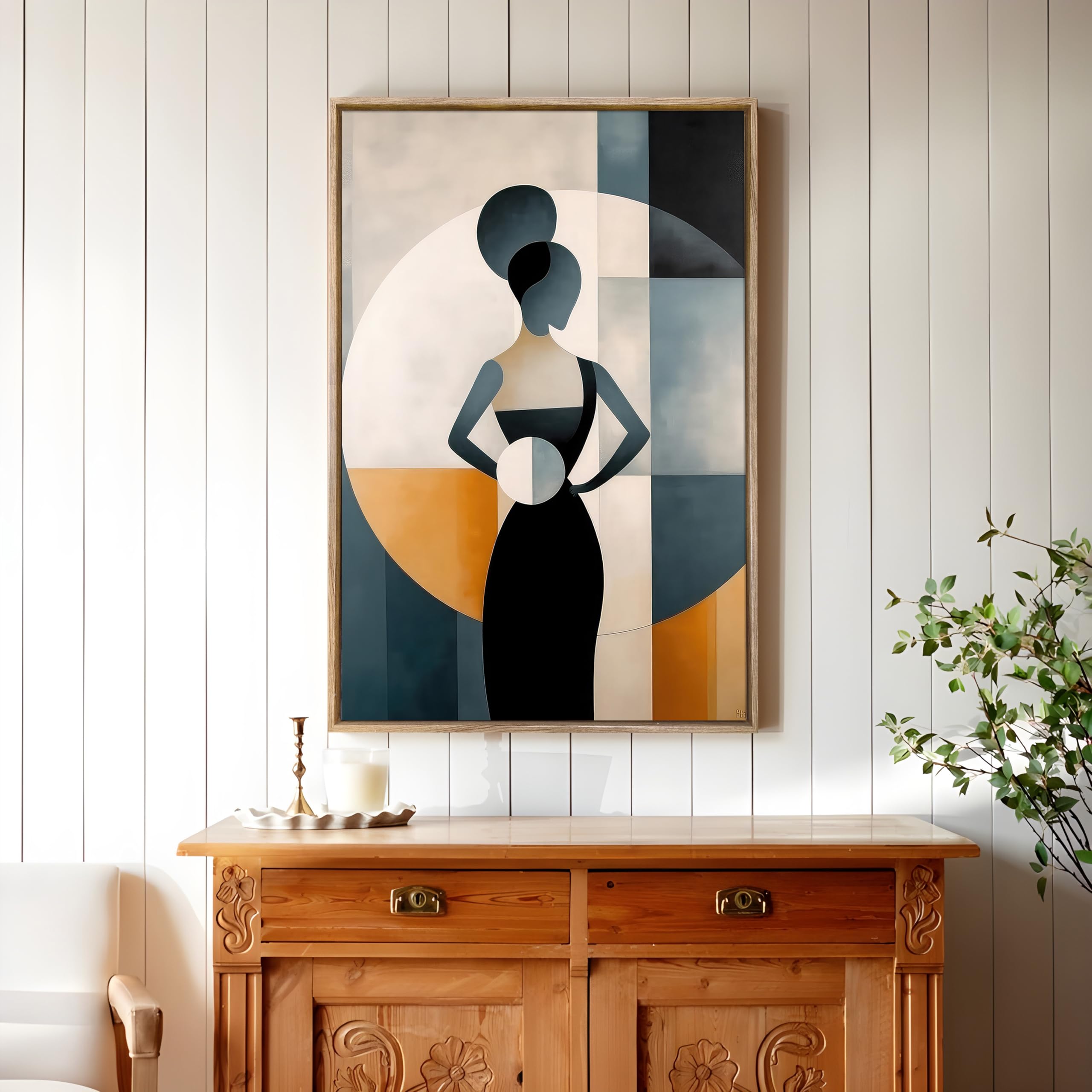Abstract Geometric Canvas Painting - Beige, 23x35 Inch -15 Abstract Geometric Canvas Painting - Beige, 23x35 Inch -15
