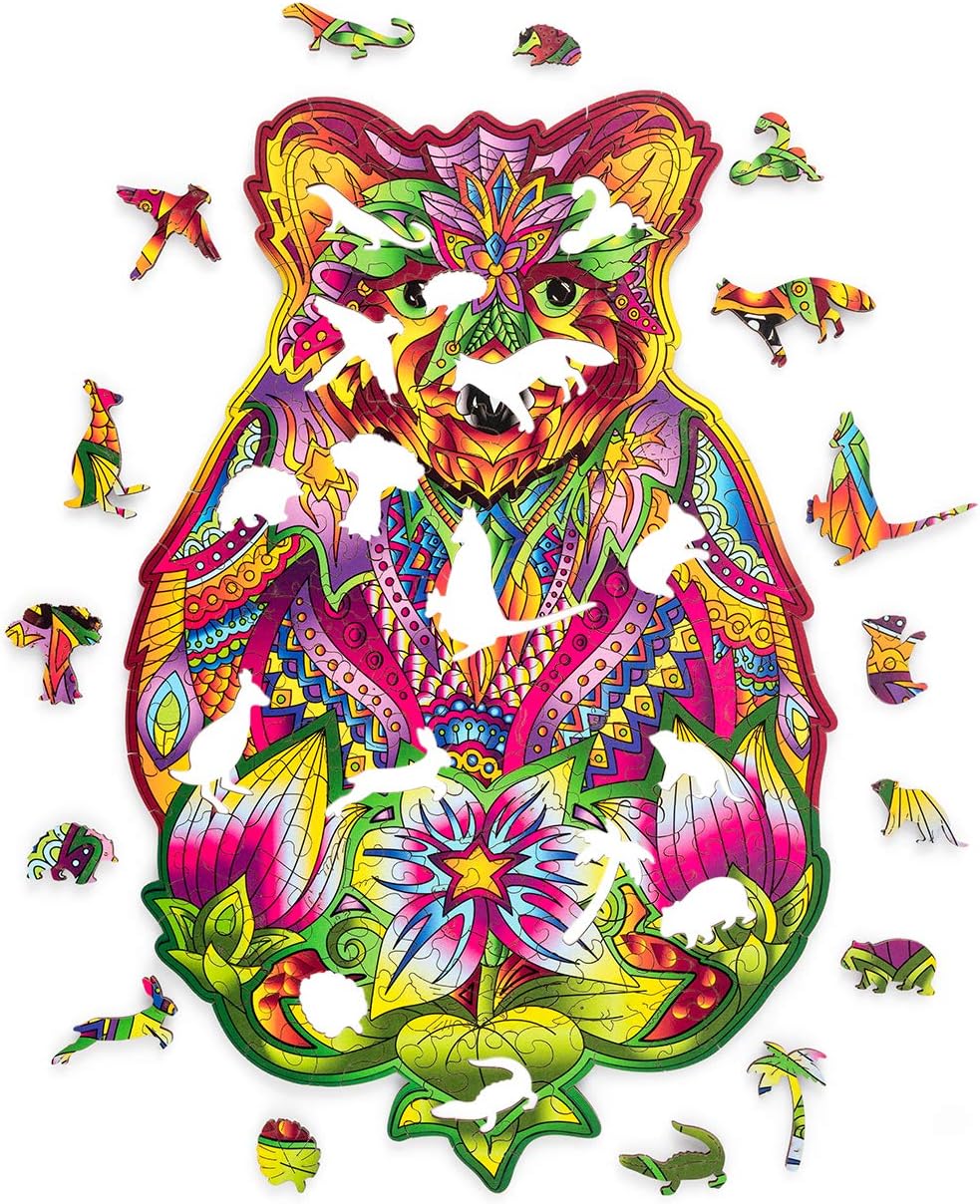 Wood Trick Spirit Bear Wooden Jigsaw Puzzle for Adults and Kids – 36×23 ...