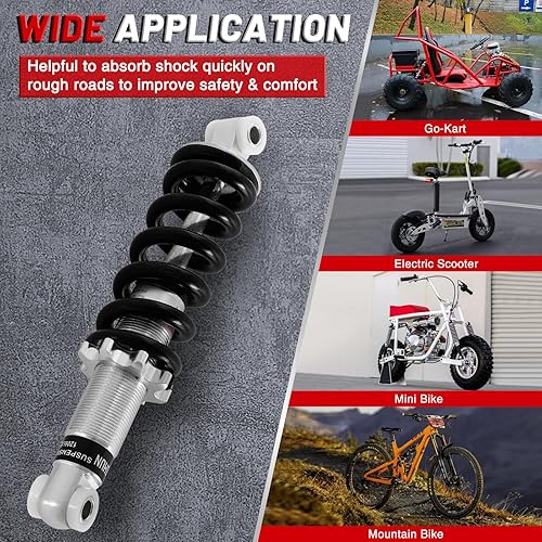 Miniatura 13 de Amortiguador trasero de bicicleta de montaña de 7.480 in y 1500 libras: Amortiguador trasero MTB con resorte helicoidal ajustable, se adapta