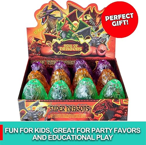 Miniatura 7 de [12 unidades] Deluxe figuras de dragón 3D realista – Puzzles Figura de dragón en huevos regalitos de Fiesta para niños juguete (5-pulgadas)