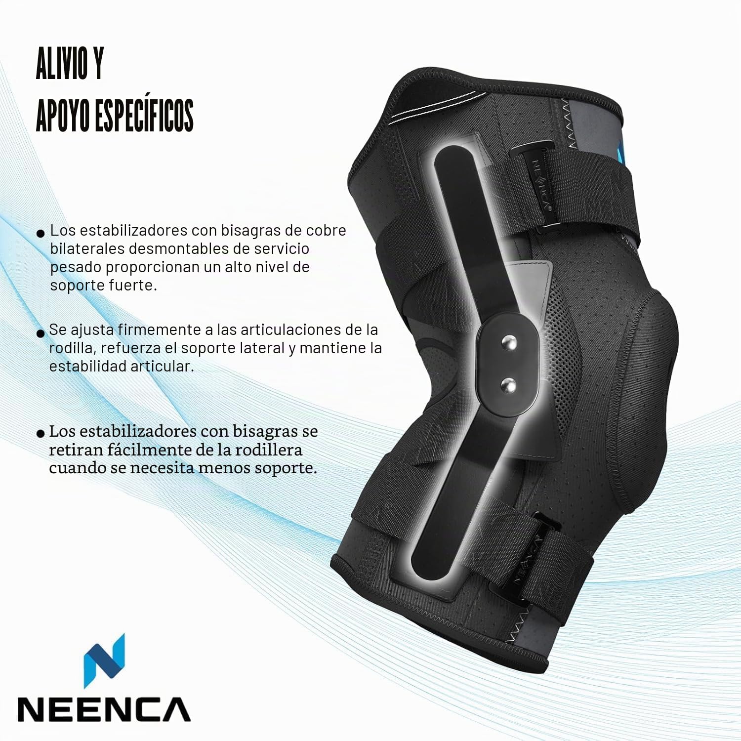 NEENCA Rodillera dolor de rodilla, rodillera con bisagra y sistema de sujeción patentado X-Straps, fuerte estabilidad para aliviar el dolor en las articulaciones, artritis, desgarro de menisco