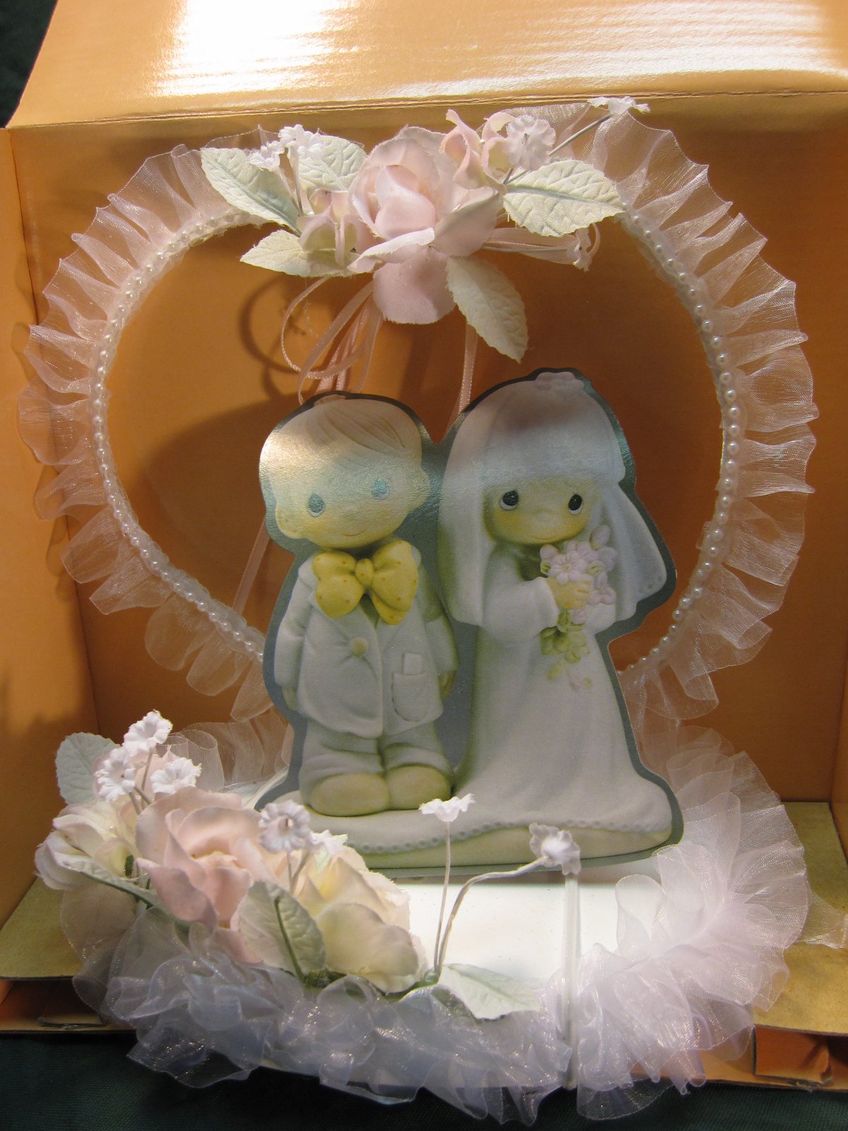 Décoration pour gâteau de mariage grand modèle cœur en tulle blanc de cérémonie