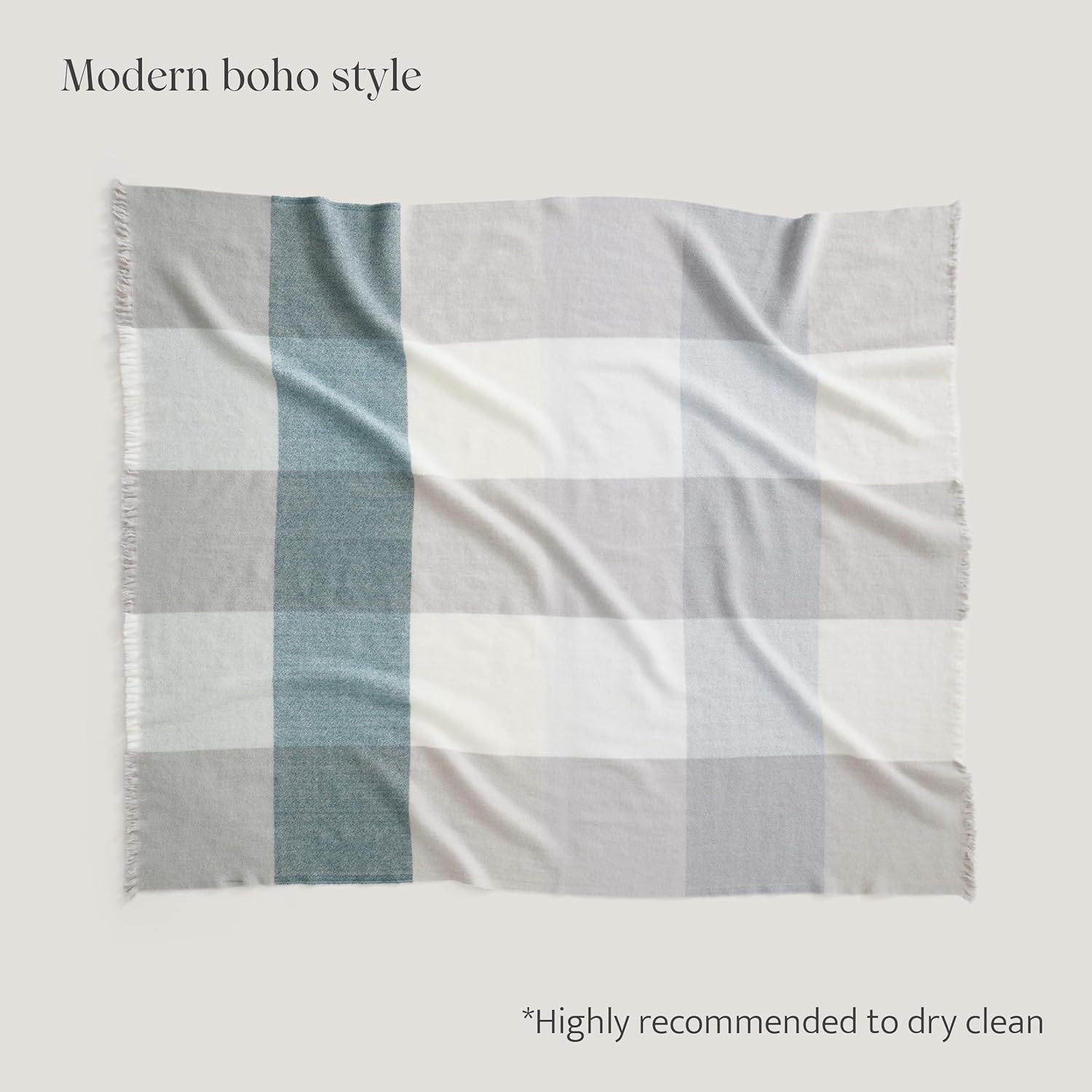 Double Stitch Alpaca Wool Throw Blanket - Warm, Soft Blanket for Couch, Luxury & Decorative Fleece Throw, Fall Plaid, Gift for Mother's Day, House Warming, 50" x 60", Sage Valley - Image 3