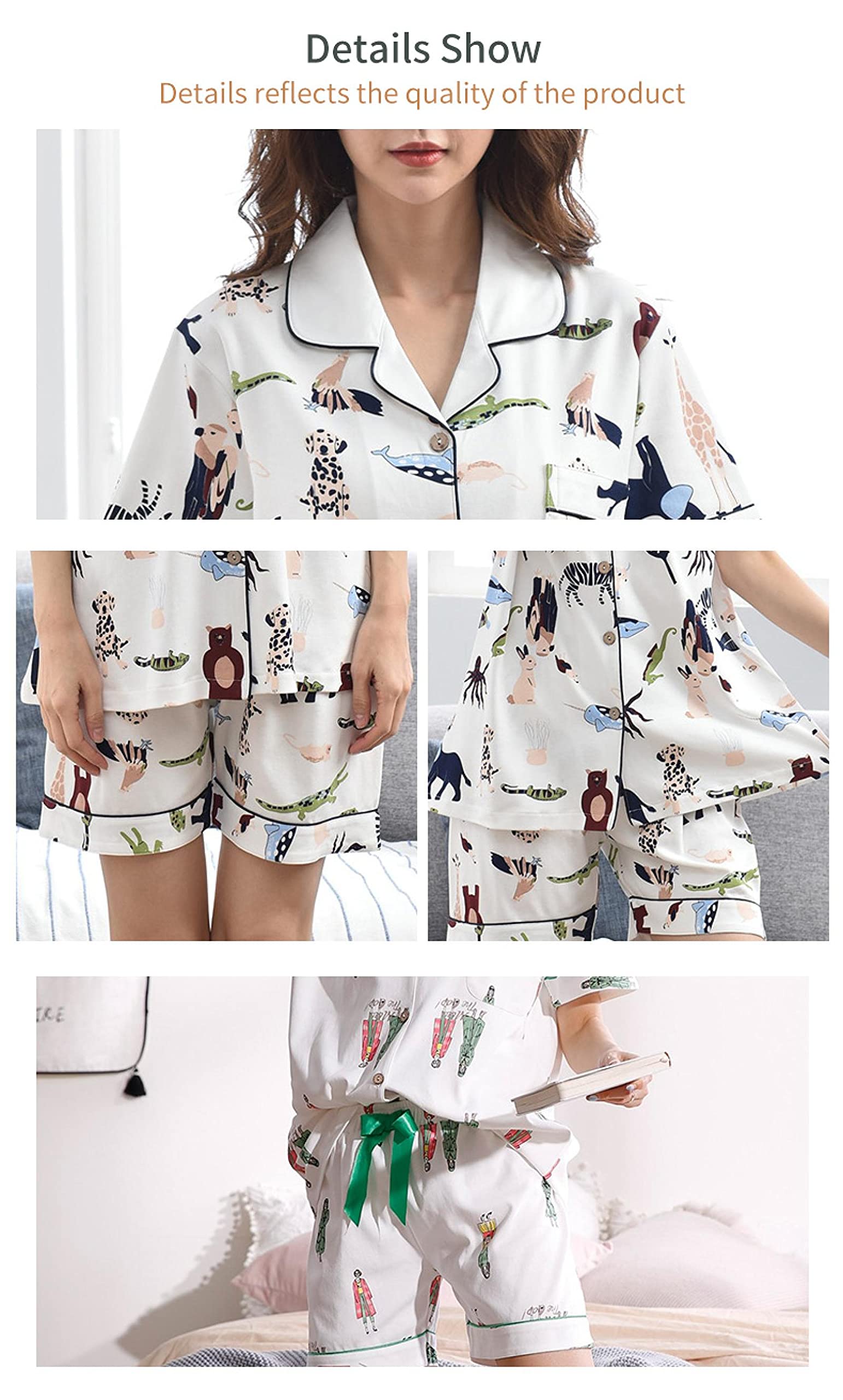 Un Pijama Cómodo Pijamas para Mujer Pijamas para Mujer Pijamas para Mujer 2 Piezas Conjuntos De Pijamas para Mujer 100% Algodón Ropa De Dormir para Estar En Casa Bata De,Color3-M