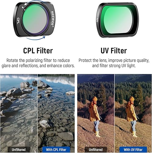 Miniatura 6 de NEEWER Juego de filtros magnéticos NDCPL compatibles con DJI OSMO Pocket 3, paquete de 6 filtros UV CPL ND16PL ND32PL ND64PL ND256PL Polarización y