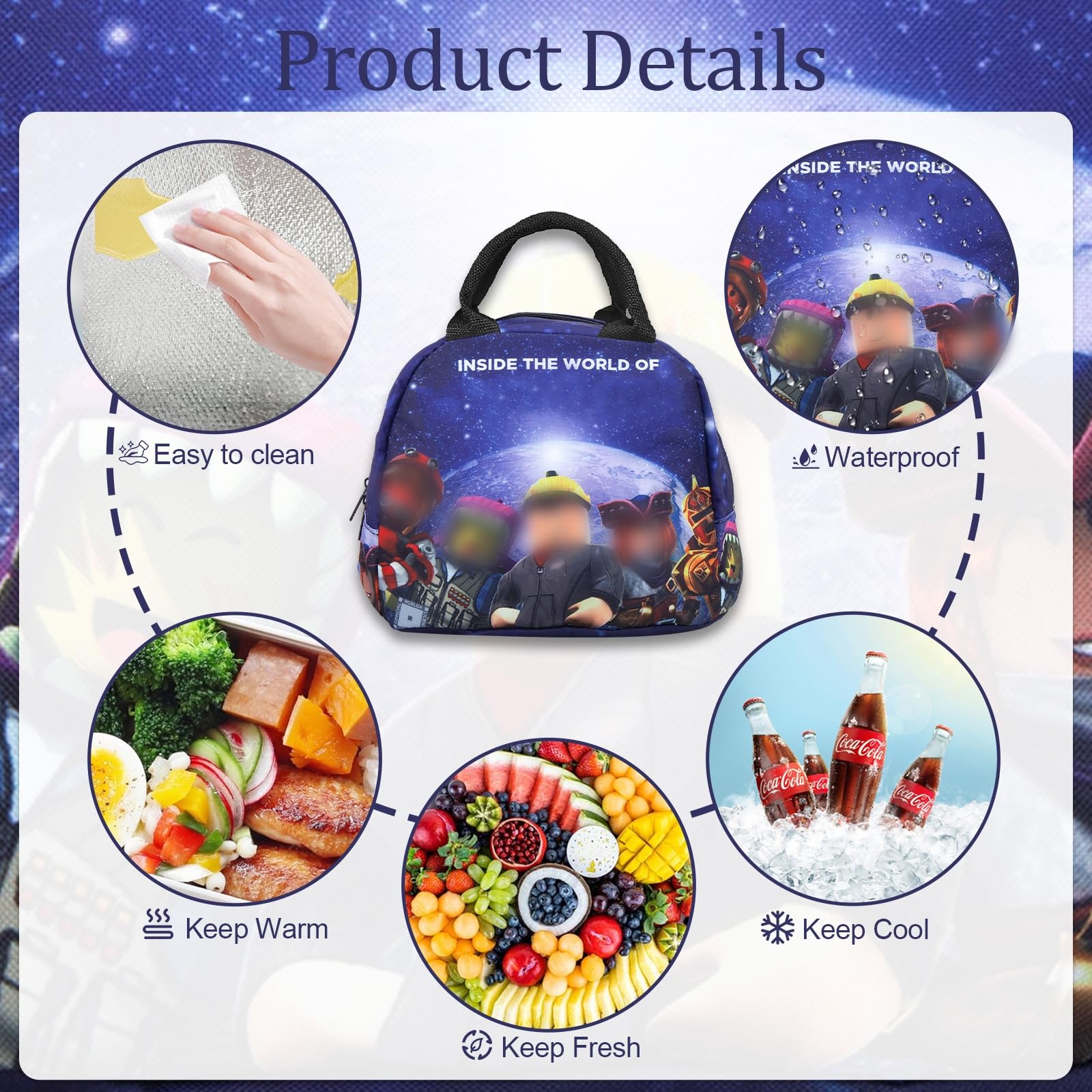 Luclay rob 2 Lunch Bag Kids Lunch Box Adults, Reusable Cartoon Insulated Lunch Bag Girls, Boys - Image 2