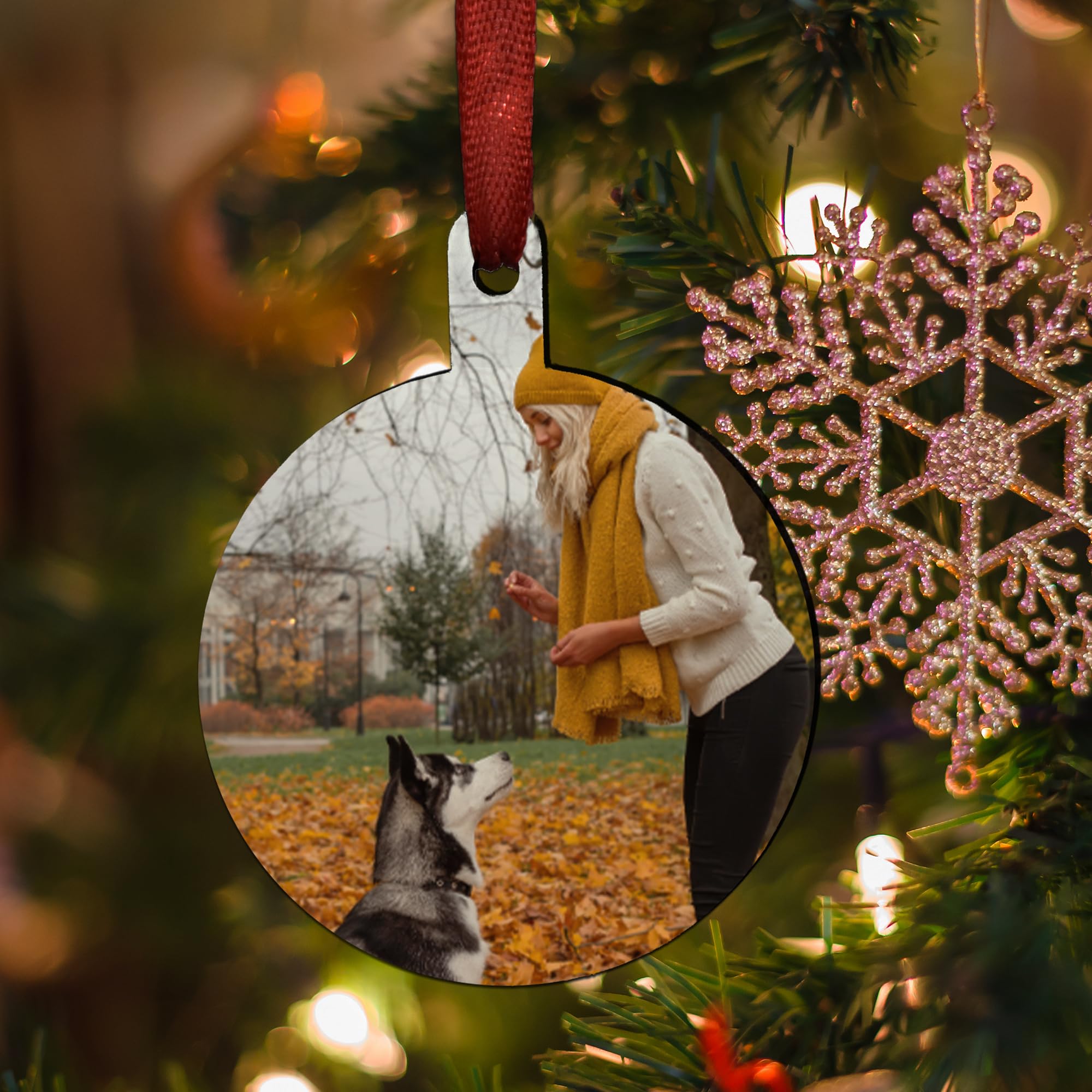 1-10pcs 5.5cm Personalized Christmas Tree Decorations,Christmas Baubles 2024 with Double-sided Photos Text,Wood Christmas Ornaments Xmas Gifts for Couples Family Baby Pet Wedding