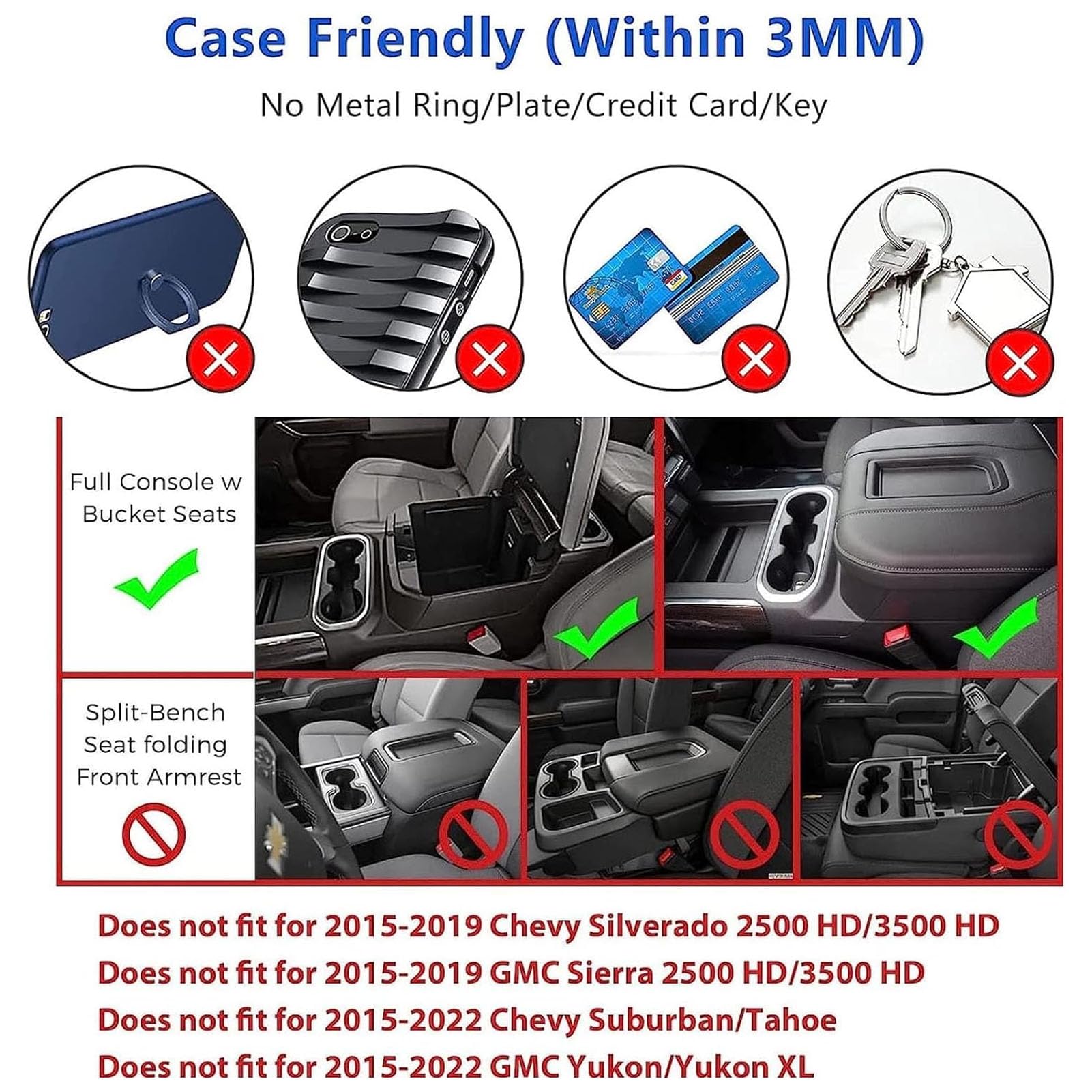 Cargador De Coche Inalámbrico para Chevrolet Silverado 2019-2022 Panel De Accesorios De Consola Central,Cargador Rápido De 15 W para Cualquier Teléfono Habilitado para Qi