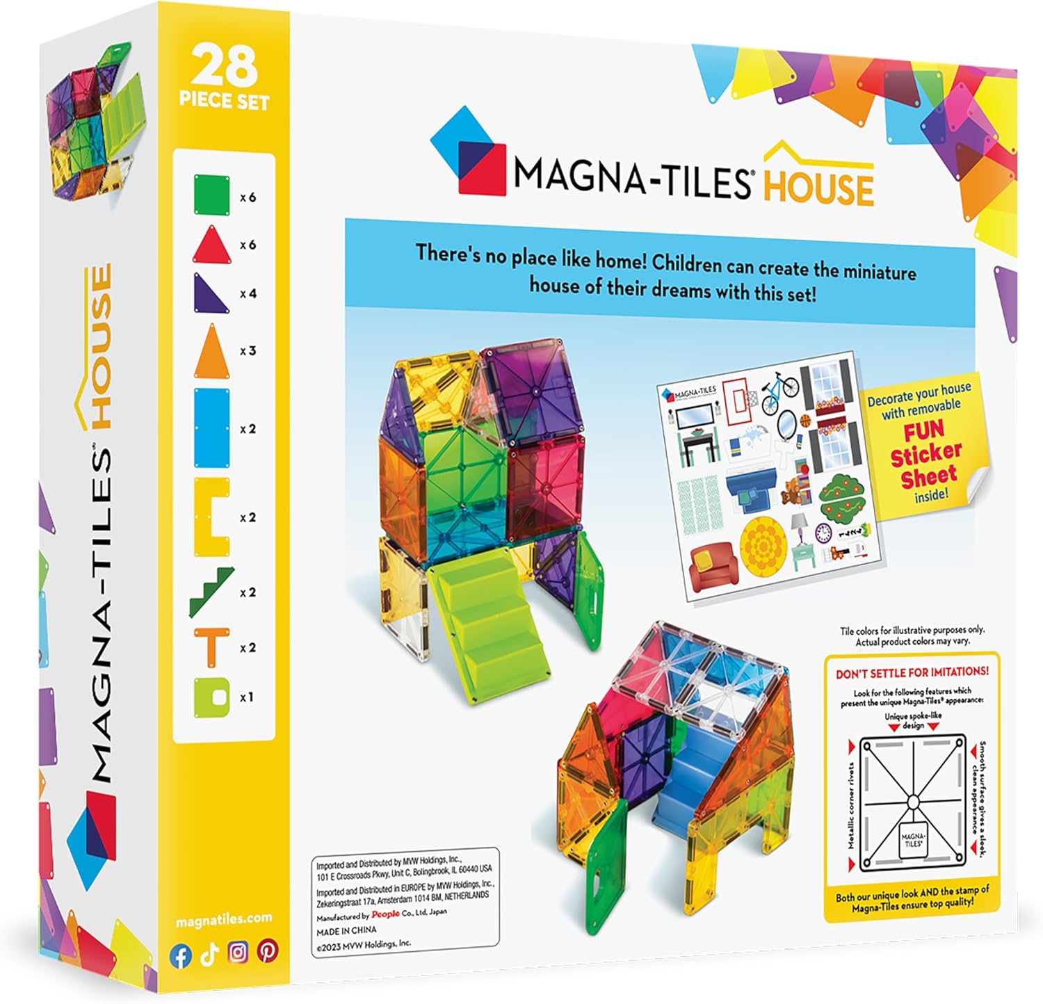 MAGNA-TILES House 28-Piece Magnetic Construction Set, The ORIGINAL Magnetic Building Brand